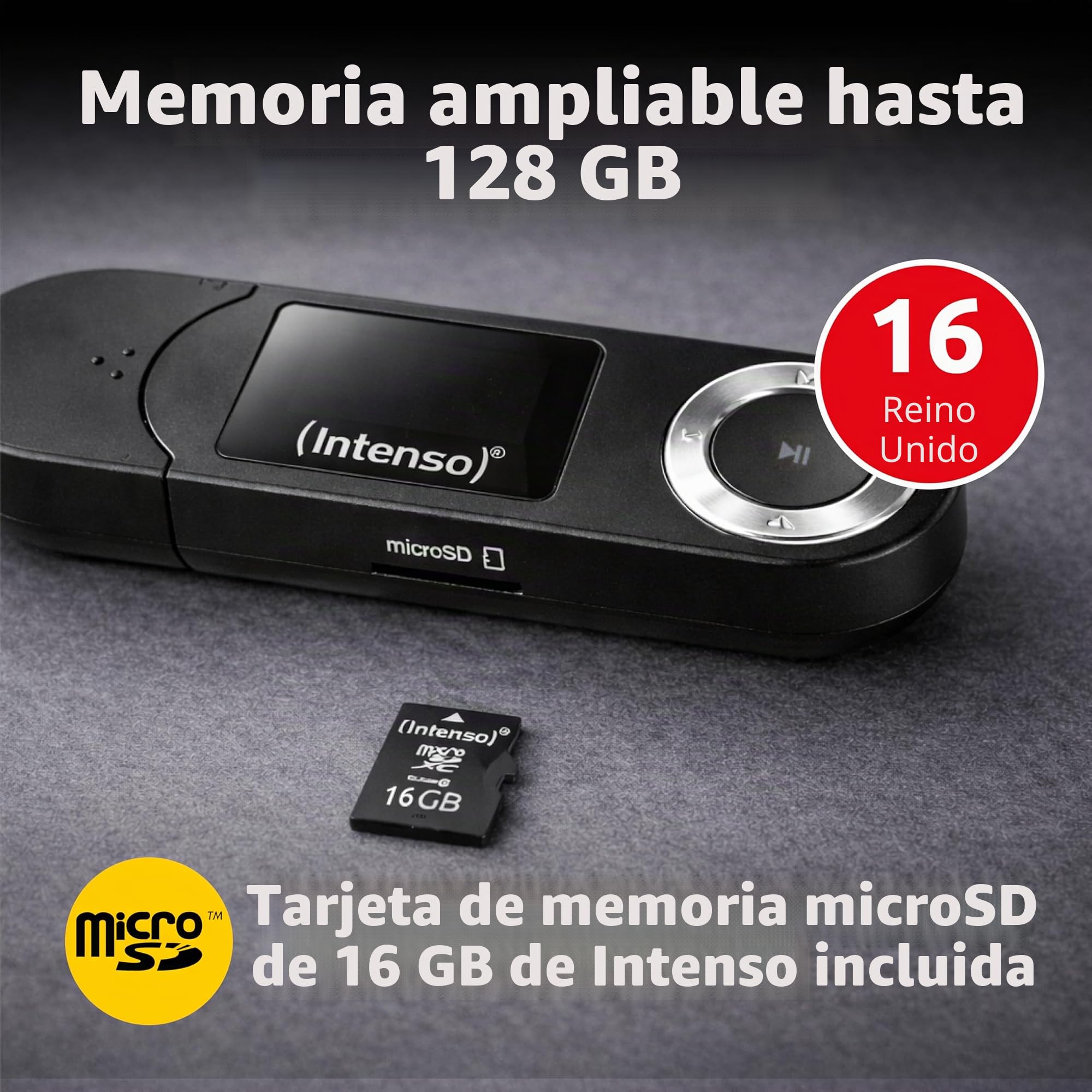 Intenso Reproductor de MP3 Music Walker de 16 GB, Color Negro