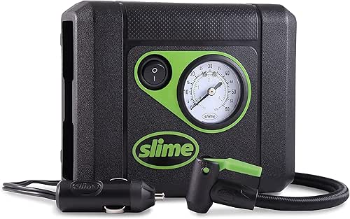 Slime 40060 Tire Inflator, Compact, Portable Car Air Compressor, Analog,