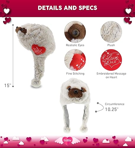 Miniatura 3 de DolliBu I Love You - Gorro de peluche de San Valentín, lindo animal de peluche con corazón rojo y nombre, regalo personalizado para el día de San