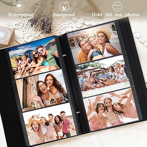 Miniatura 3 de Artmag - Álbum de fotos de tela, 4 x 6, gran capacidad para bodas, aniversario y familia, álbum de lino con capacidad para 300 fotos horizontales