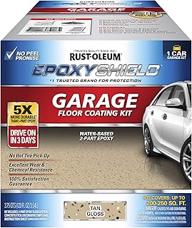 Rust-Oleum 251966 EPOXYSHIELD Garage Floor Coating, 1 Car Kit, Tan Gloss, 120 Fl Oz (Pack of 1)