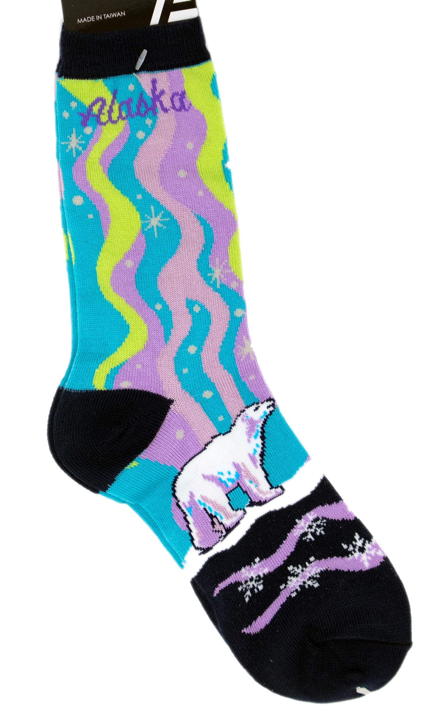 Arctic CircleAlaska Novelty Socks Alaska Northern Lights Polar Bear Adult 8-11
