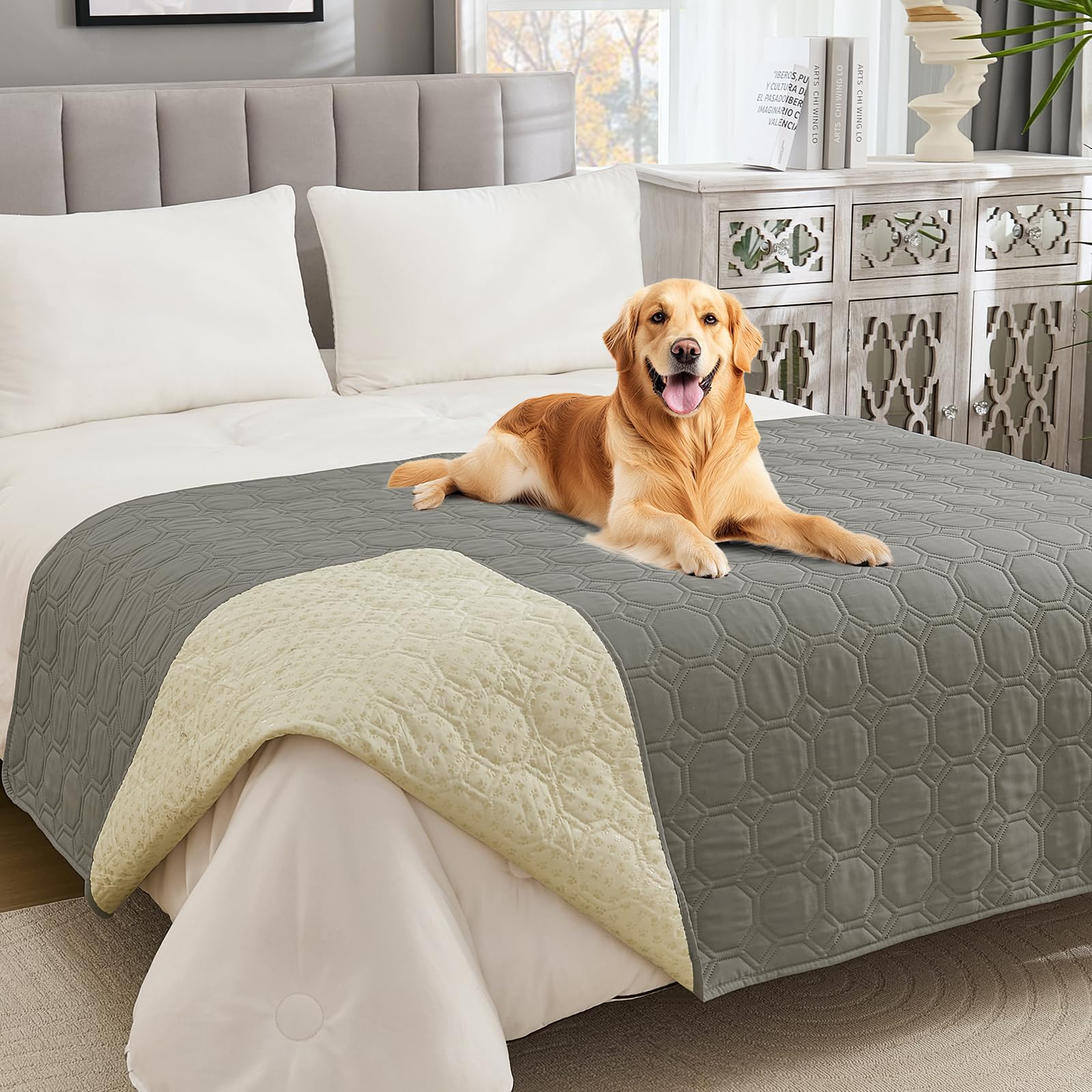 Guchuang Waterproof Dog Blanket for Bed Anti-Slip Dog Blankets Washable