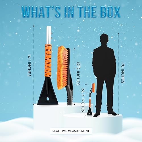 Miniatura 20 de EcoNour Raspadores de hielo extensibles para parabrisas de automóvil de 43 pulgadas, 3 piezas, cepillo telescópico desmontable para nieve