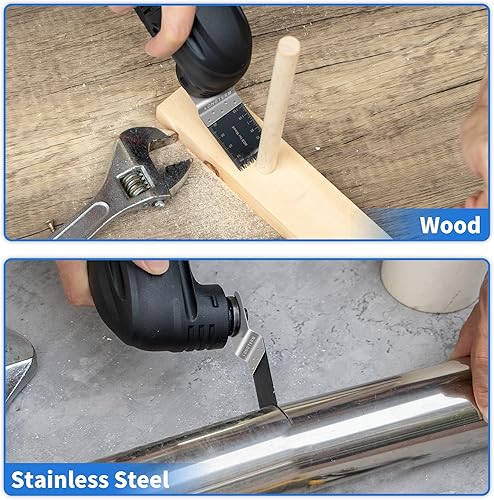 Miniatura 10 de Juego mixto de 31 hojas de sierra oscilantes para cortar madera dura, madera blanda, metal y limpieza, instalación rápida para Dewalt, Makita,