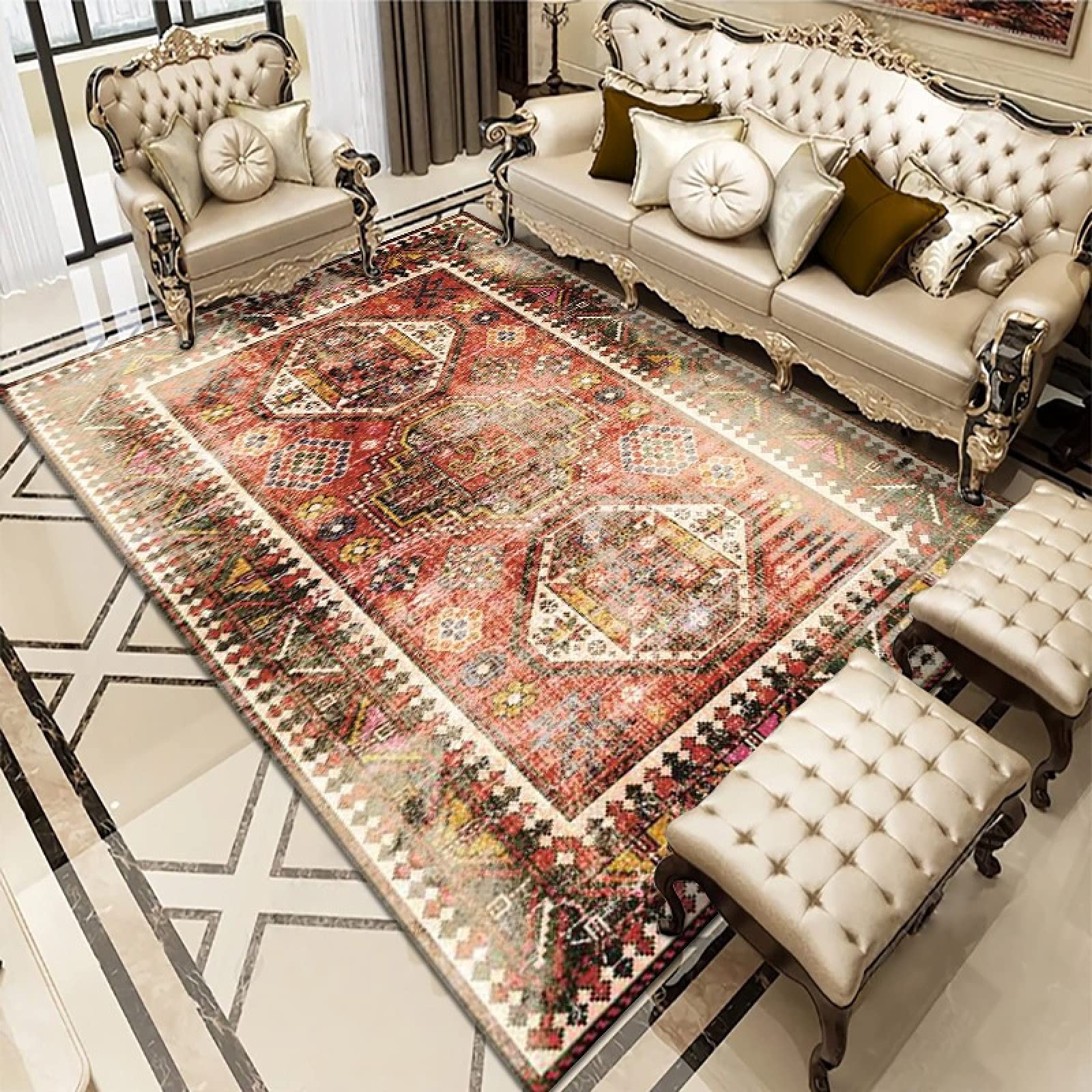Tapis persan vintage pour salon et chambre chaleureuse NF Huipeng