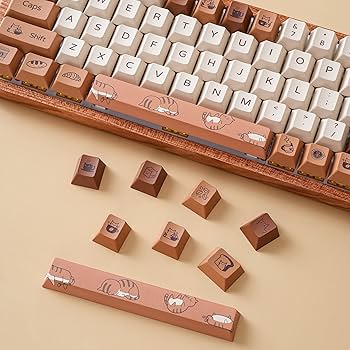 YUNZII Coffee Cat Dye Sub PBT Keycaps,152 Full Keys Dye