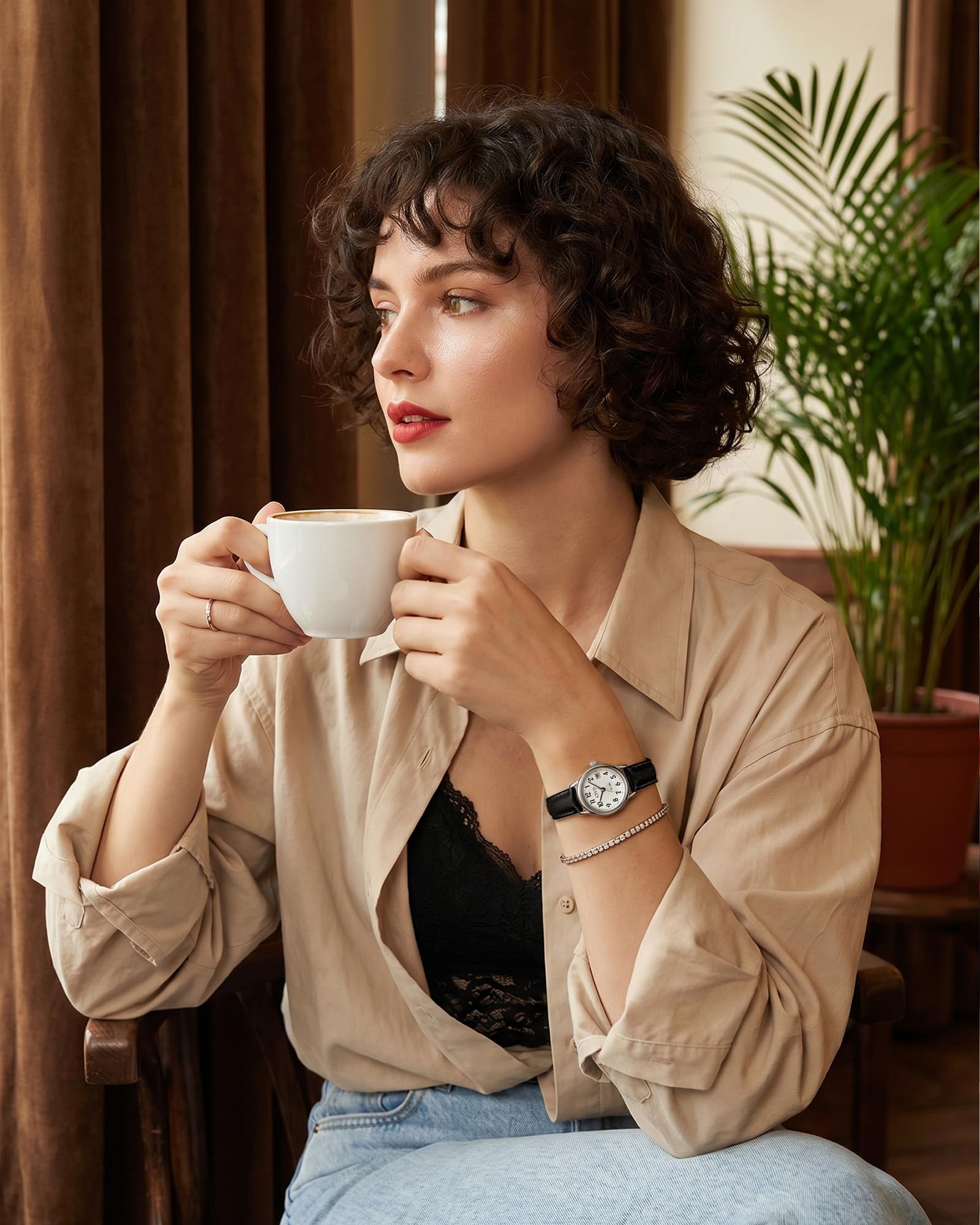 CIVO Reloj Mujer Fácil de Leer: Esfera Clara con Combinada Números con Fecha - Reloj de Pulsera Analógico para Uso Diario Informal Regalo para Dama de Muñecas Esbeltas