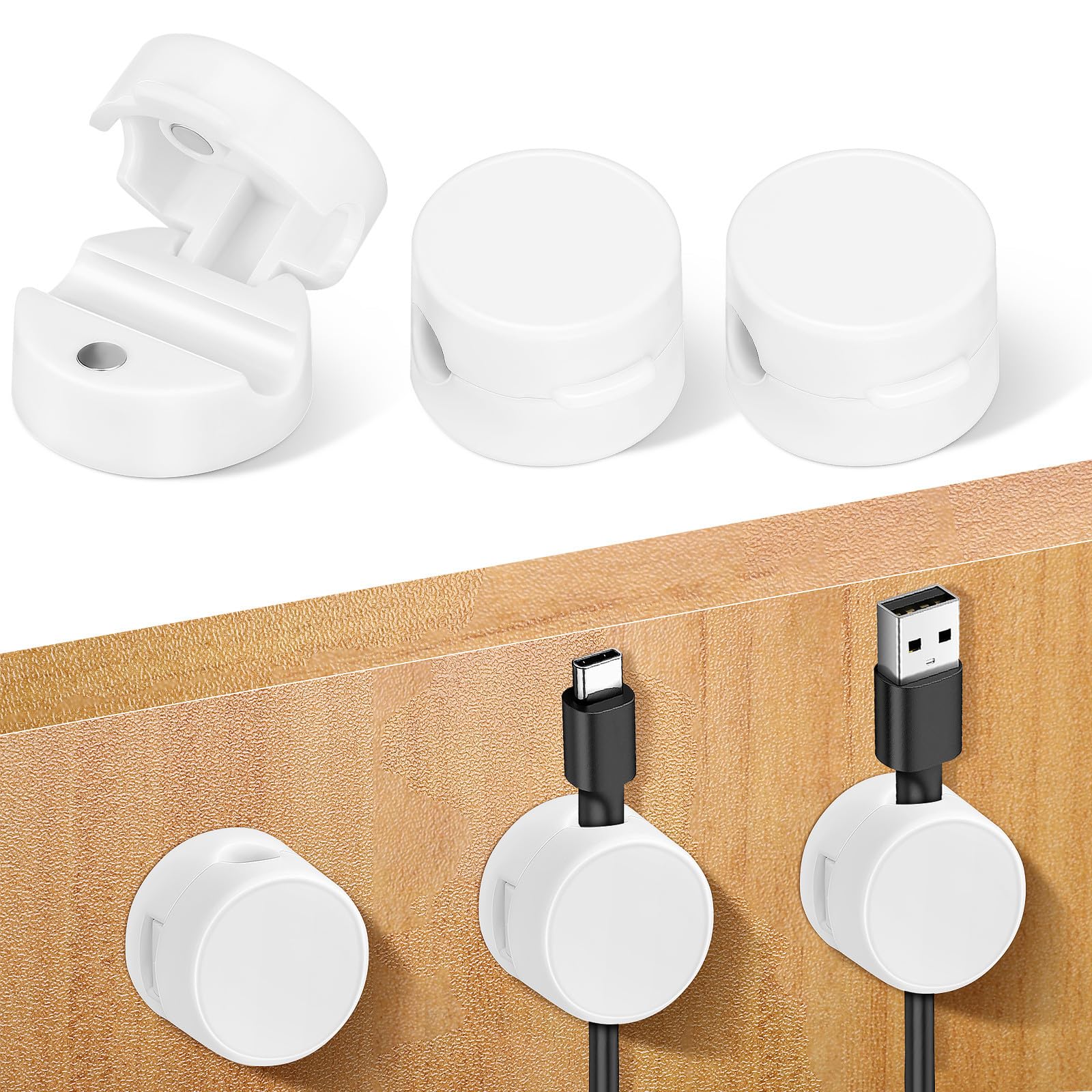 BESPORTBLE Clips Adhesivos para Cables Magnéticos 6 Piezas Organizador de Cables de Carga y Auriculares Respaldo Adhesivo para Hogares y Oficinas