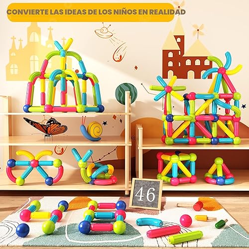 Miniatura 5 de Juguetes magnéticos para niños y niñas de 3 años, juguetes Montessori para niños pequeños, bloques magnéticos, construcción de bricolaje, juguetes