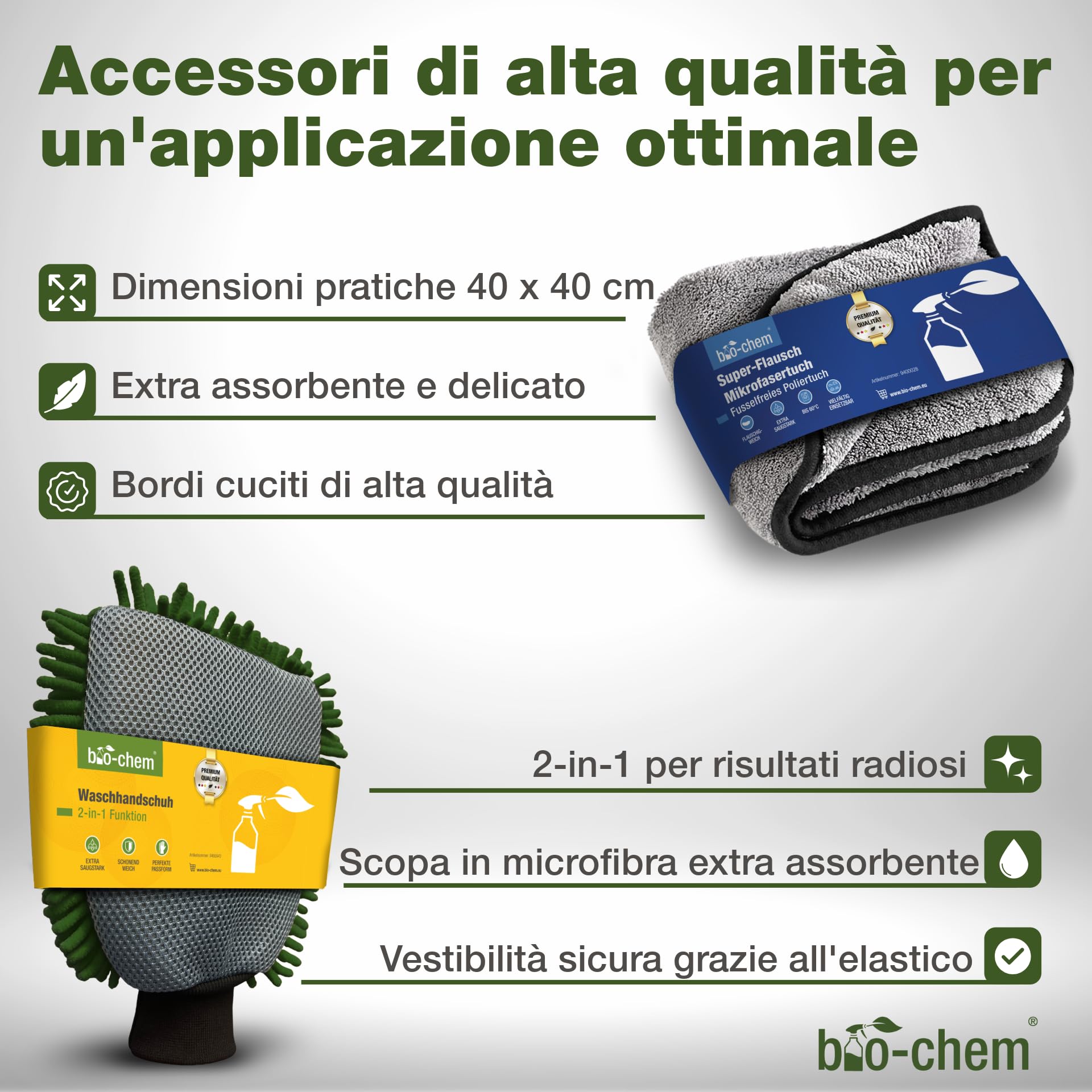 Bio-Chem - Profi Set per la pulizia e l'inceratura dei caravan - Shampoo per il lavaggio e la cura, cera per la carrozzeria, prodotto per eliminare le macchie di pioggia - Accessori inclusi