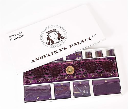 Miniatura 9 de Angelina's Palace Annecy Jewelry - Organizador de doble cara para colgar en el armario, rollo de almacenamiento de joyas, 24 barras de anillos de