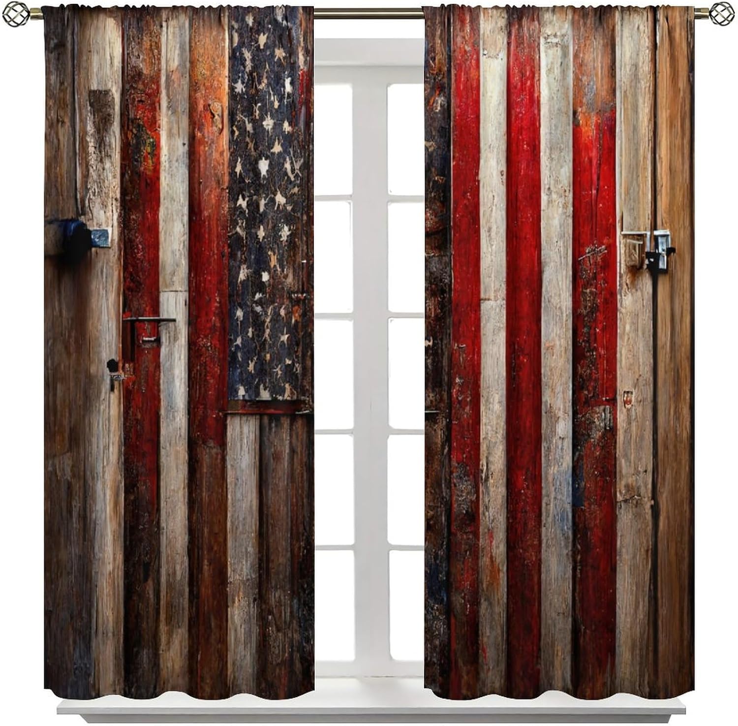 Rustic Old Barn Blackout Curtains, Vintage Retro American Wooden Country Barn Door Farmhouse Western Window Drapes, for Living Room Bedroom 42" W X 45" L