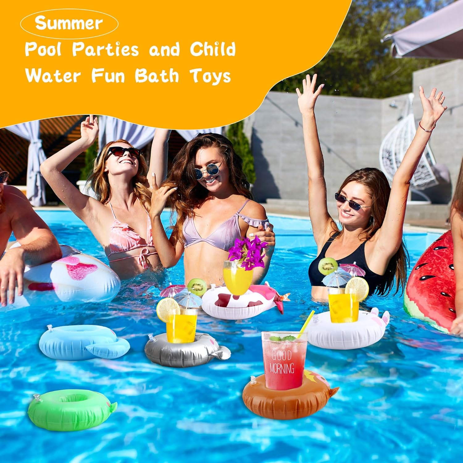 21 Pcs Inflatable Drink Holder Floating Cup Holders Novel Animal Pool Drink Holder for Swimming Pool Beach Holiday Party Supplies