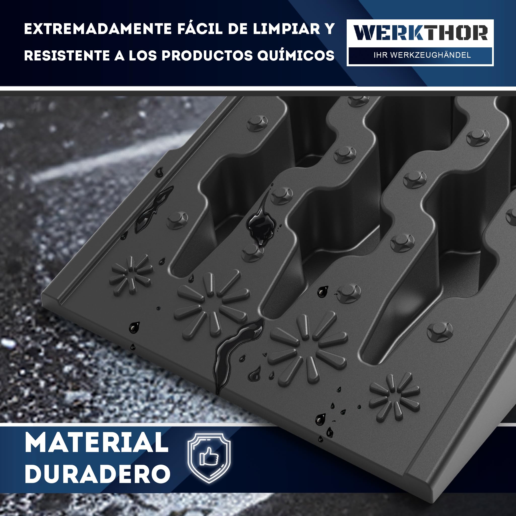 WERKTHOR Coche Rampa Drive-on - [Juego de 2] Rampas Drive-on para Máximo Agarre [<5t] - Coche Rampa Resistente para Cualquier Superficie - Rampas para Coches 2 Piezas