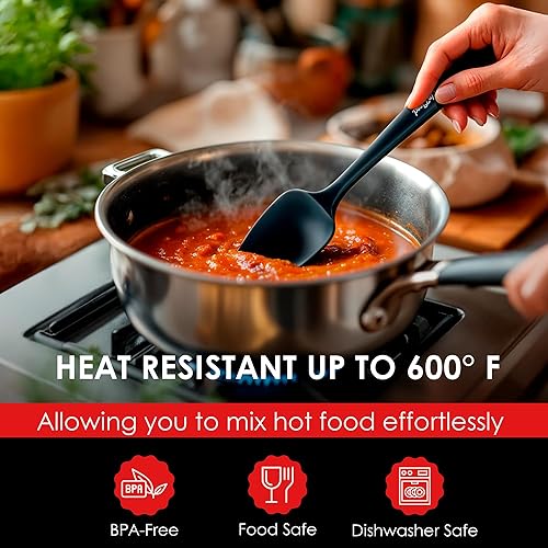 Miniatura 4 de Espátula de cuchara de silicona  Cuchara de goma antiadherente resistente al calor de 600 F  Uso como utensilio raspador de cocina de silicona