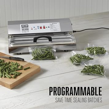 Weston Brands Vacuum Sealer Machine for Food Preservation & Sous Vide, Extra-Wide Bar for Sealing Bags up to 15 Wide, 935 Watts, Commercial Grade Pro 3000, Programmable LED Controls, Stainless Steel