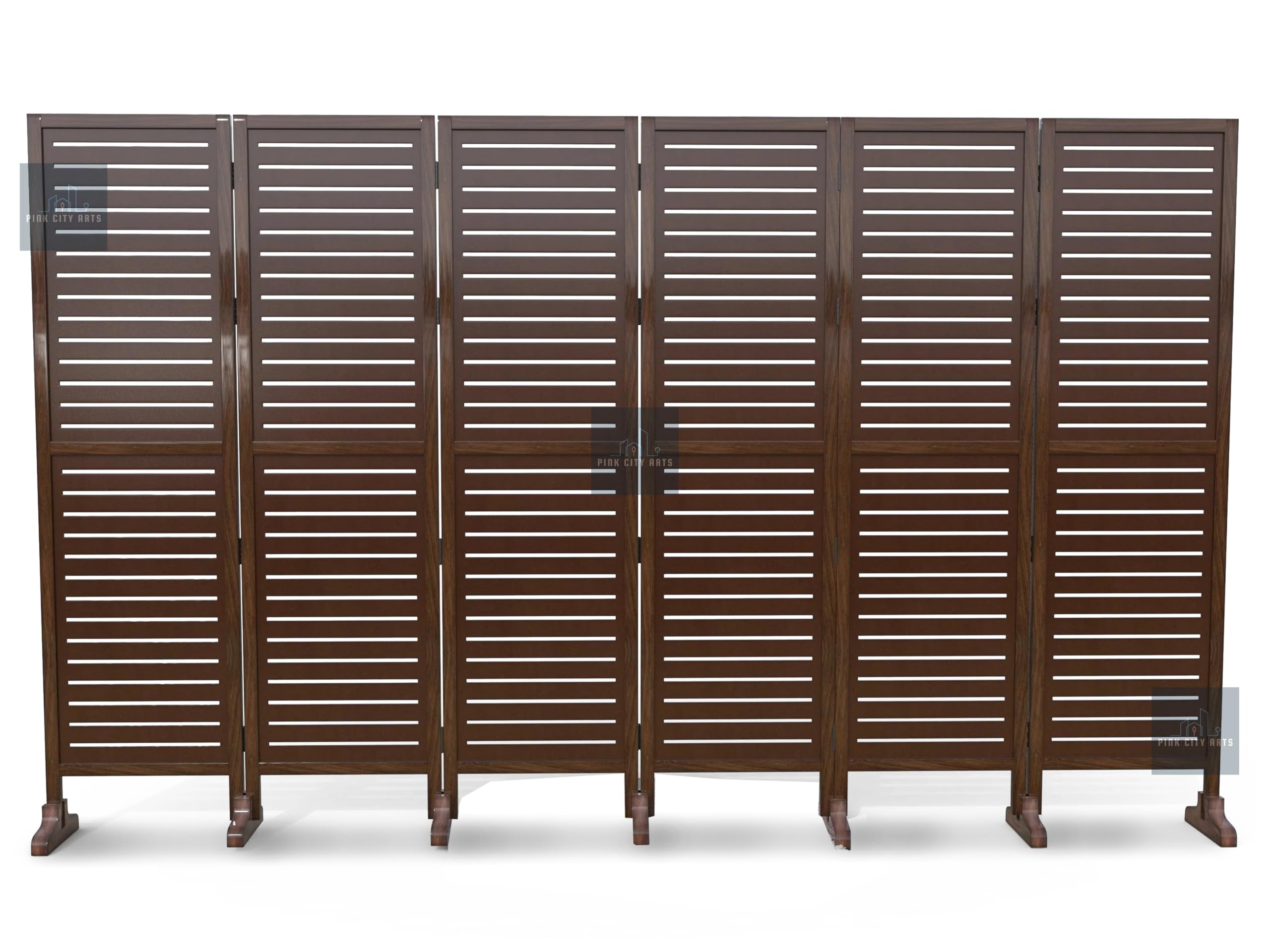 PINK CITY ARTS Mango Wooden Partition for Living Room | Room Divider for Office Panel | Wall Separator 6 Feet | Partitions and Dividers (6 Panel with Stand)-image-14