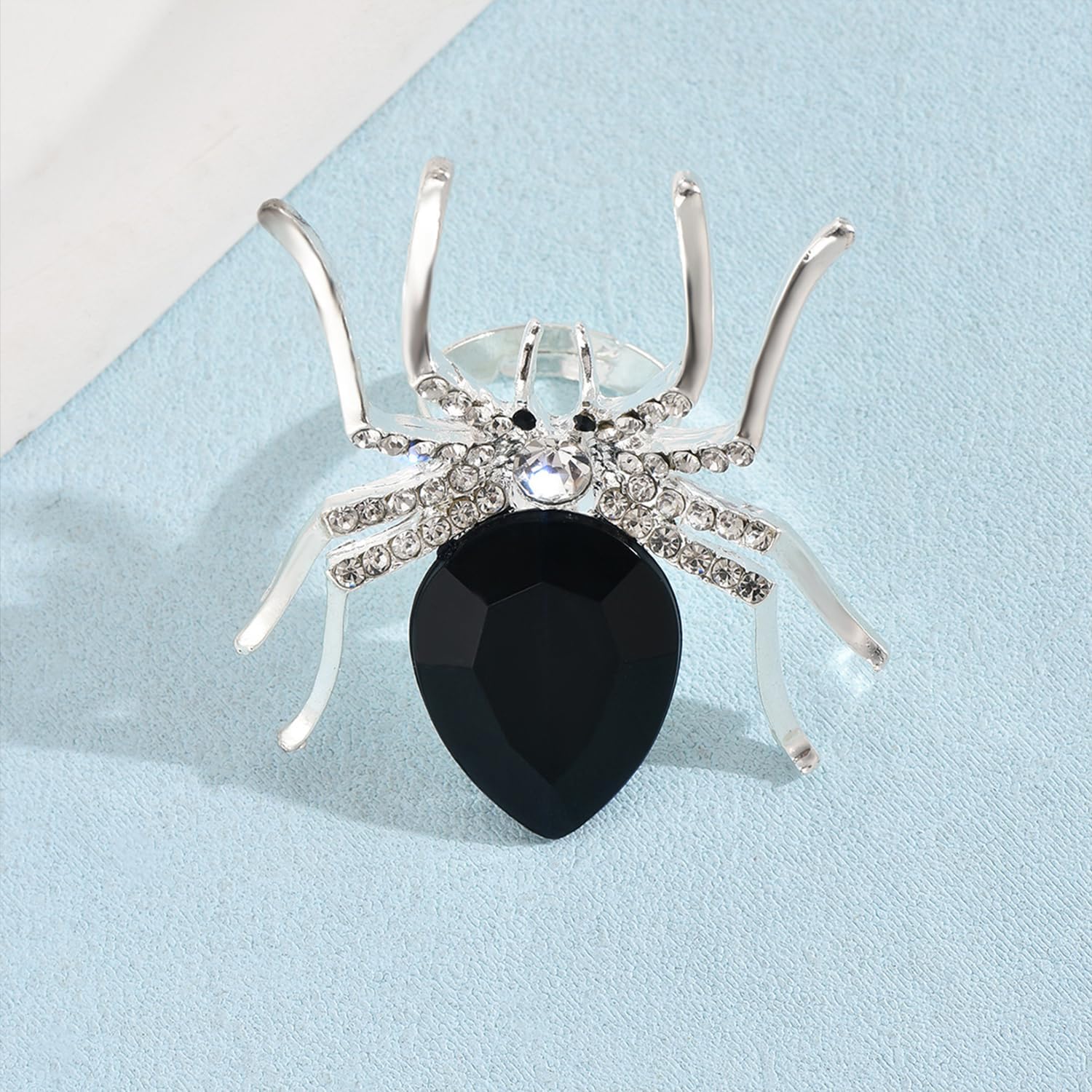 Spider Rings Gothic Rhinestone Ring Big Spider Statement Rings for Women Black Spider Finger Ring Adjustable Open Ring Exaggerated Statement Ring Halloween Party Jewelry Accessories - Image 5