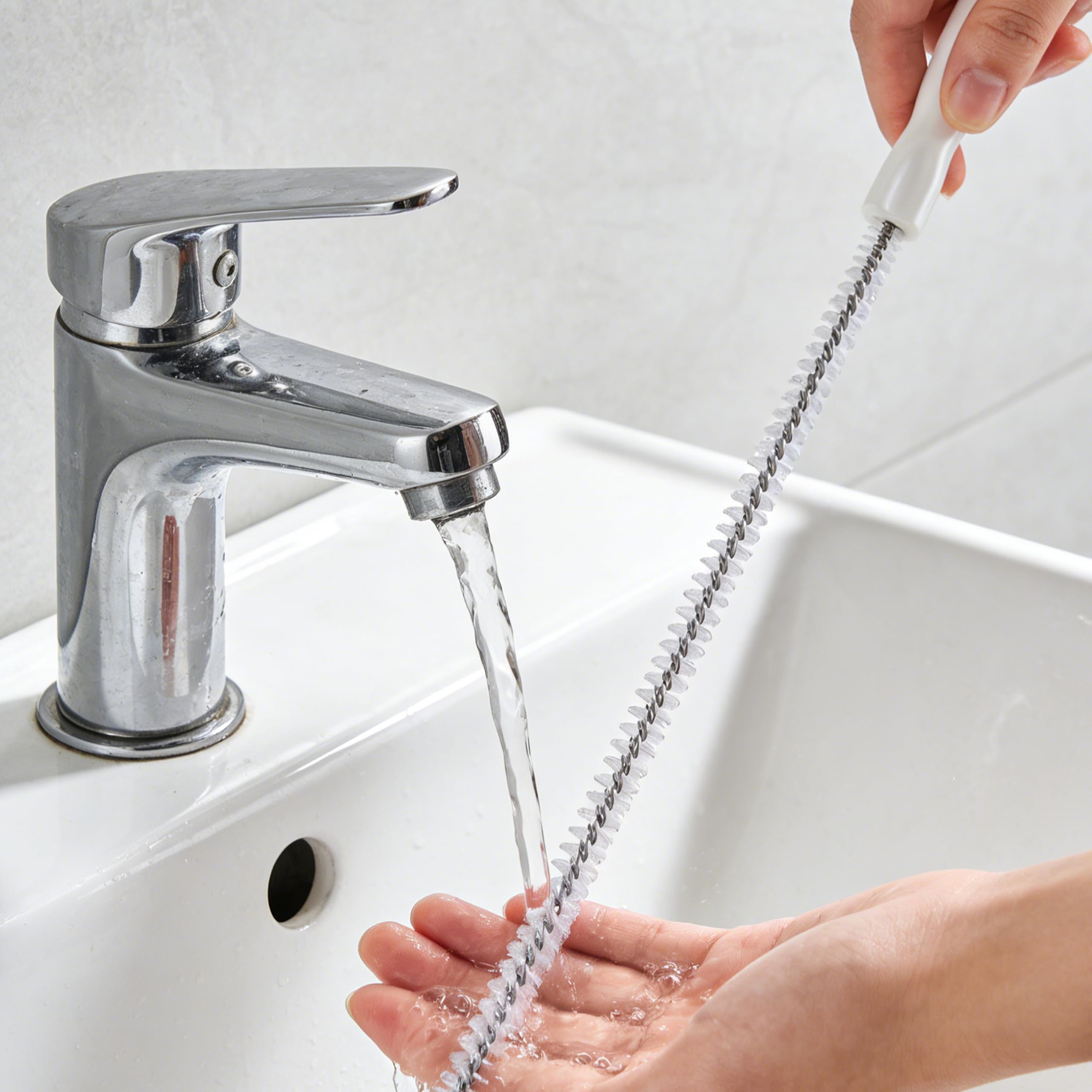 Pack de 6 Cepillos Limpiadores de Desagüe 45 cm, Cepillos Flexibles para Tuberías con Acero Inoxidable y Nailon, Cepillo para Fregadero, Lavabo, Bañera y Rebosadero (6 Paquetes)