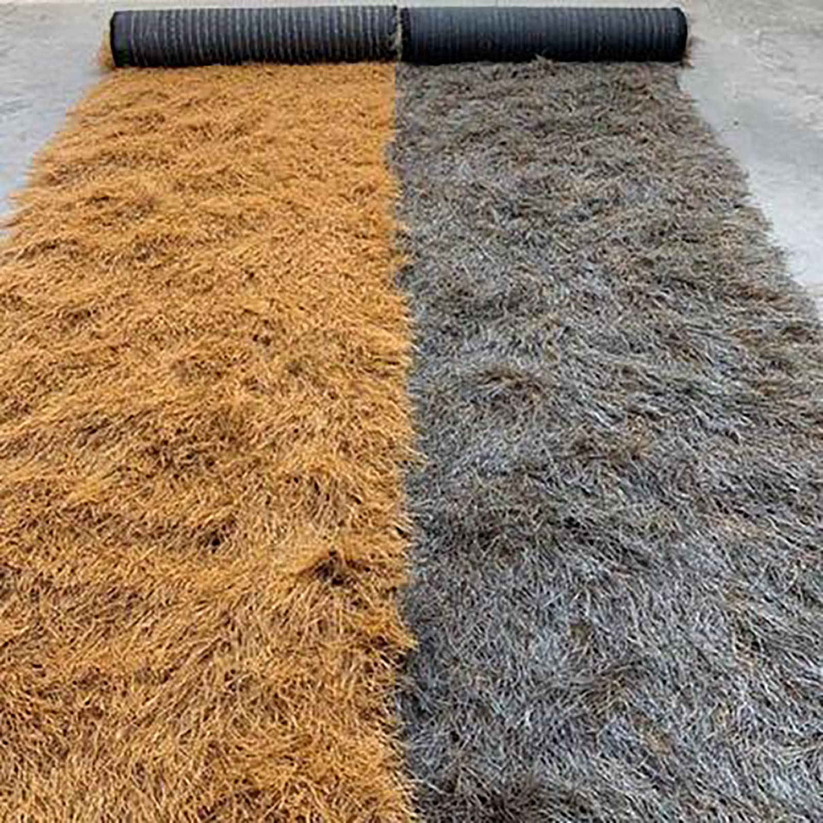 kiosbibi Synthetic Thatch Roofing Palm Thatch Grass Bundle Tiki bar grass for roof Mexican Palm Thatch Runner Palm Thatch Rolls Thatch Panel for Fence Party Decoration (Size:1 * 3M,Color:Grey)