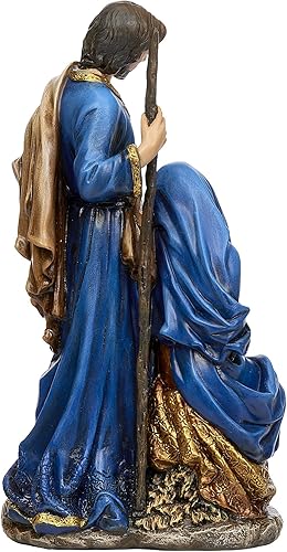 Miniatura 4 de Joseph's Studio by Roman - Figura azul y dorada de la Santa Familia, colección de Navidad, 10.5 pulgadas de alto, resina y piedra, decorativa,