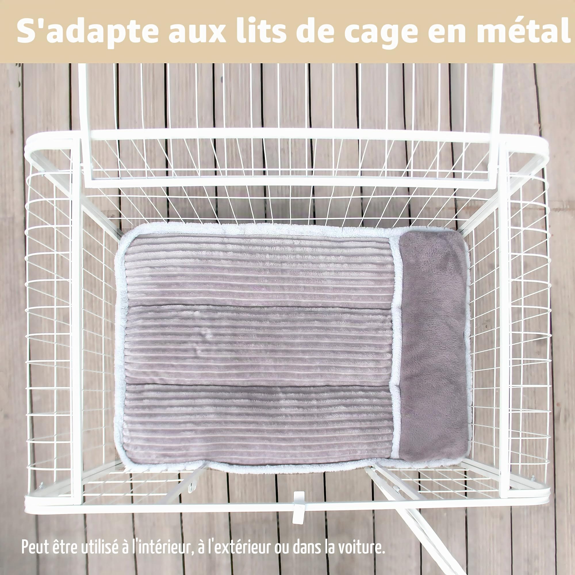 Lit pour chien de grande taille - matelas pour chien avec oreiller - pour cage et chenil - lit super doux pour chiens de petite, moyenne et grande taille, jumbo (taille XXL, gris, 116 x 76 x 10 cm)