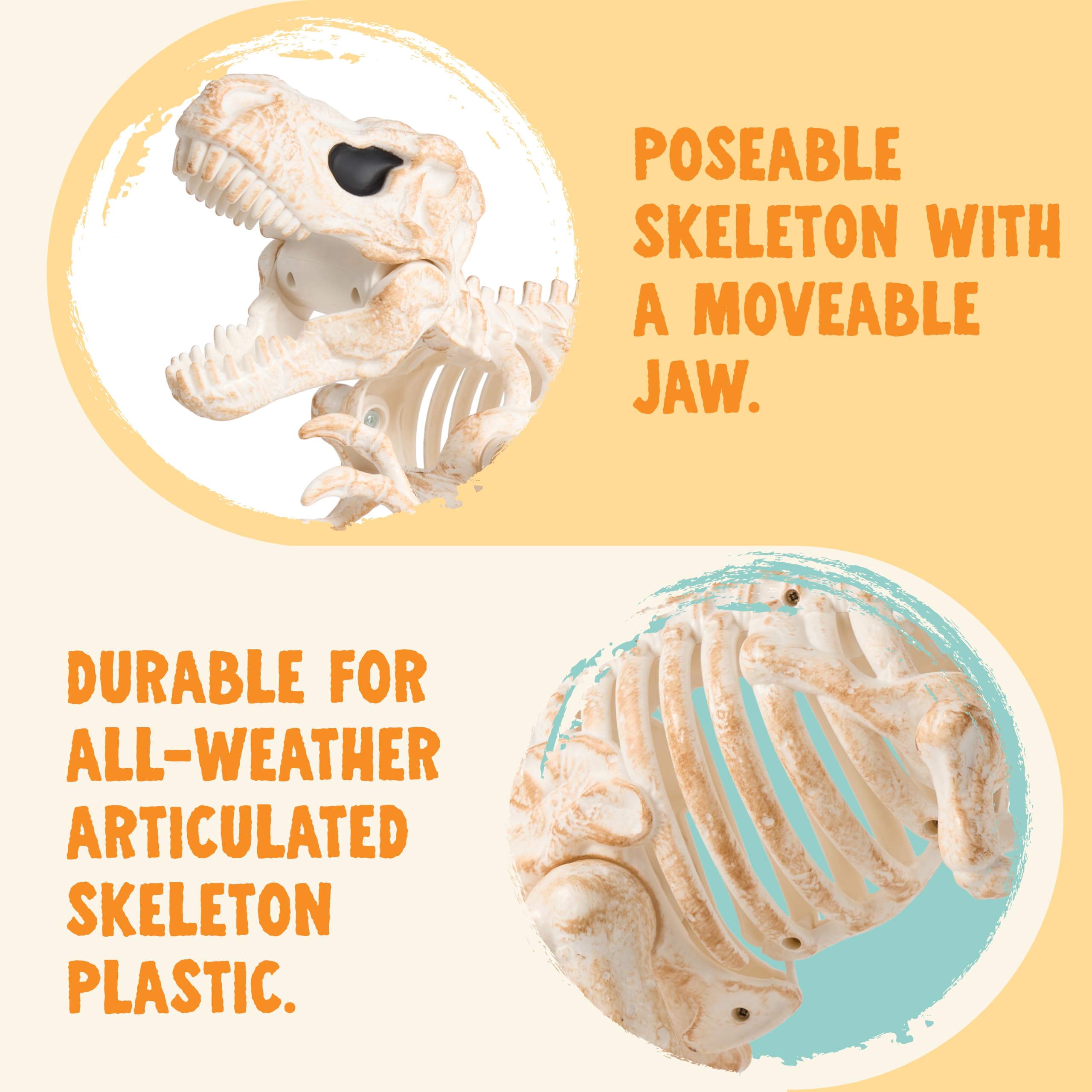 JOYIN 34 cm, scheletro T-Rex mobile per Halloween, osso di dinosauro realistico in plastica con articolazioni mobili, per casa infestata, decorazione da giardino e feste a tema dinosauri spaventosi