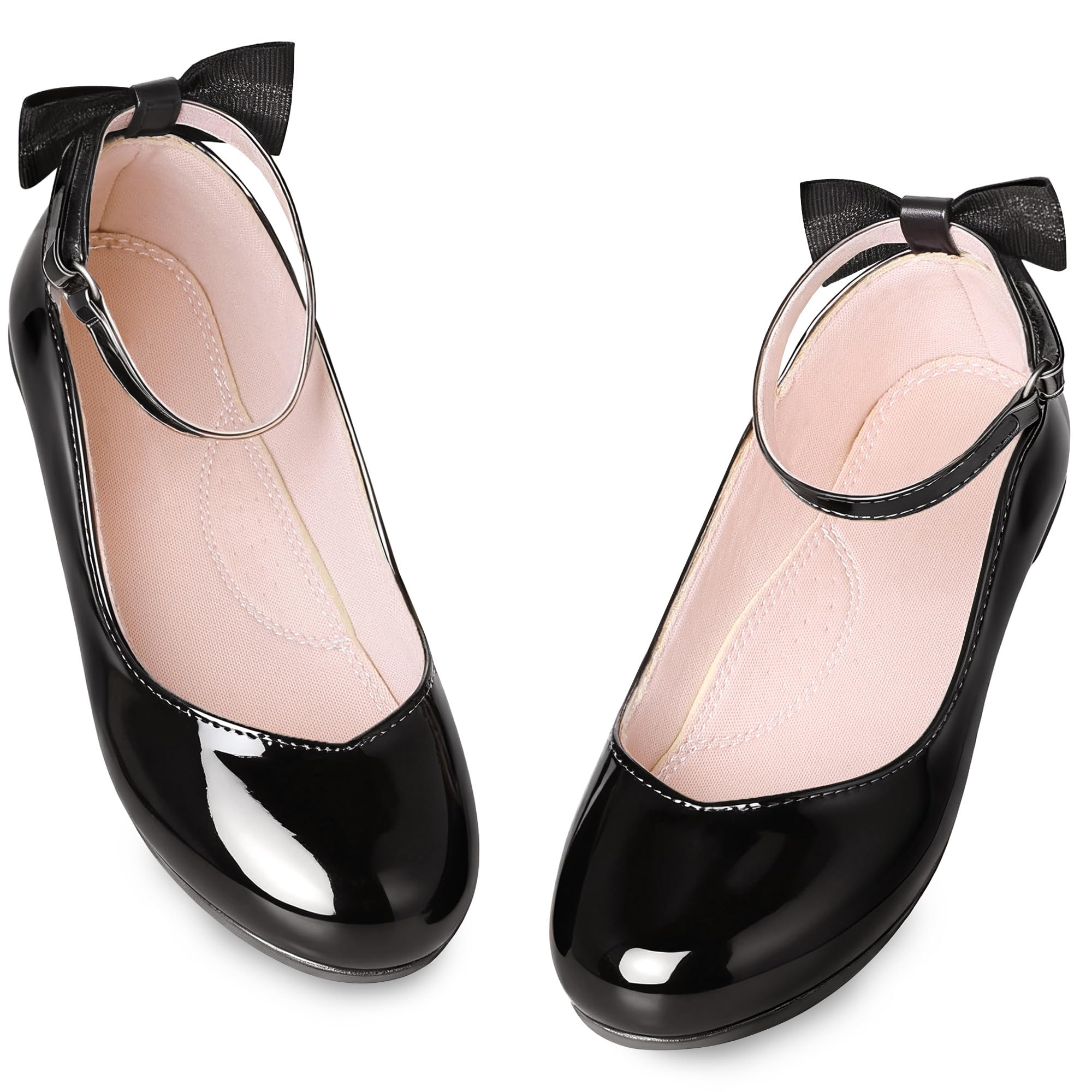 Girls Mary Jane Dress Shoes Princess Flats with Bow Wedding Party Flower Girl Back to School Shoes for Little Big Kids