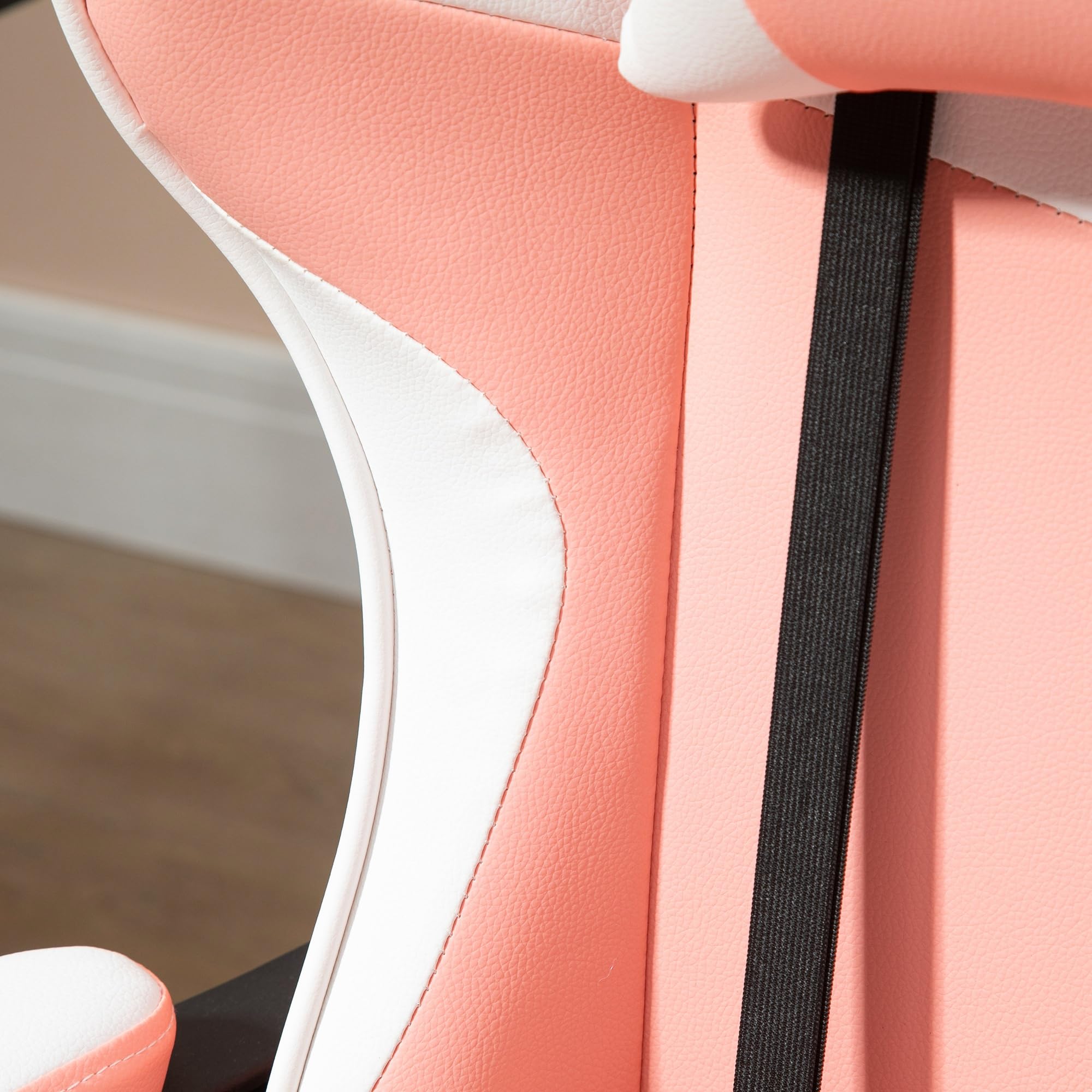 Vinsetto Silla Gaming Giratoria Reclinable 135° 63x67x122-130 cm Rosa | Silla Gamer Racing, Altura Ajustable, Reposacabezas, Cojín Lumbar, para Oficina Estudio