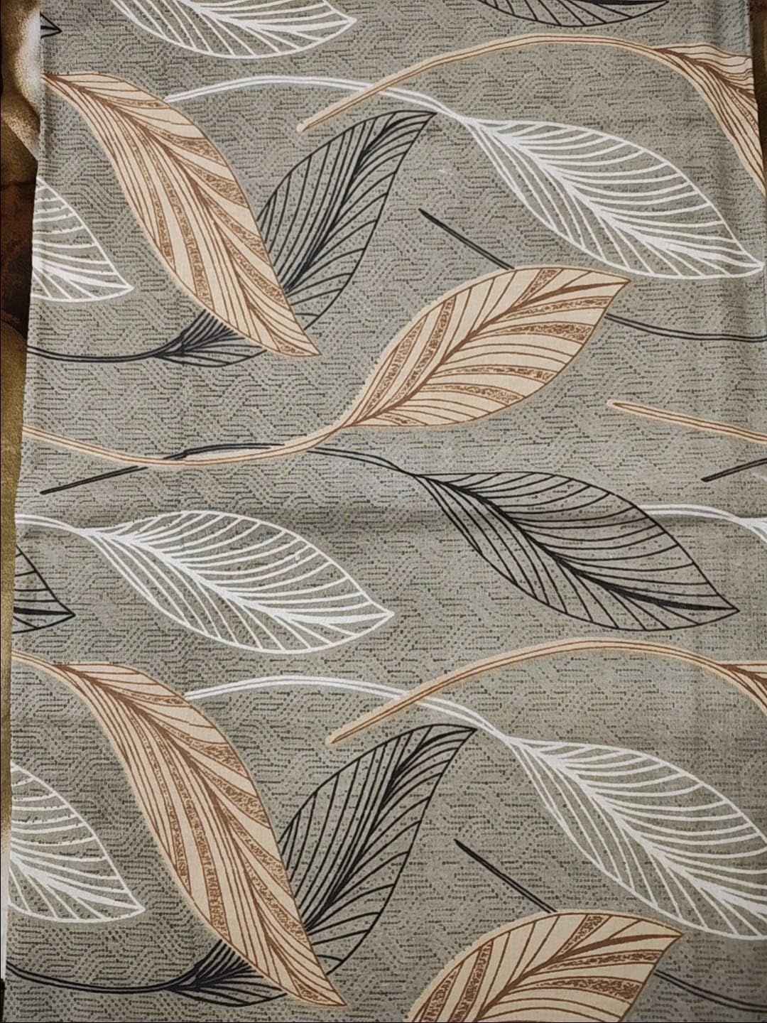 Soft, Breathable, Modern Leaf Pattern, Neutral Tones, Fade-Resistant, Elegant Bedroom Décor | Nature Print Cotton Single Bed Bedsheet with Pillow Cover 1
