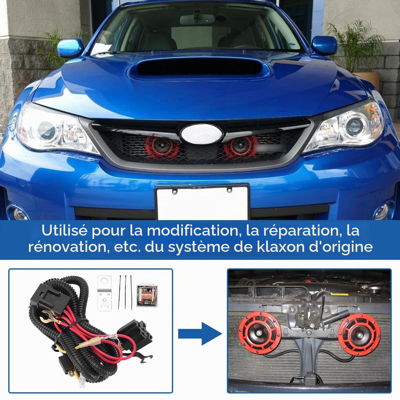 Kit de relais de faisceau de câbles de klaxon 12 V, klaxon à air comprimé monté sur calandre pour voiture et camion kit universel pour voiture camion et moto