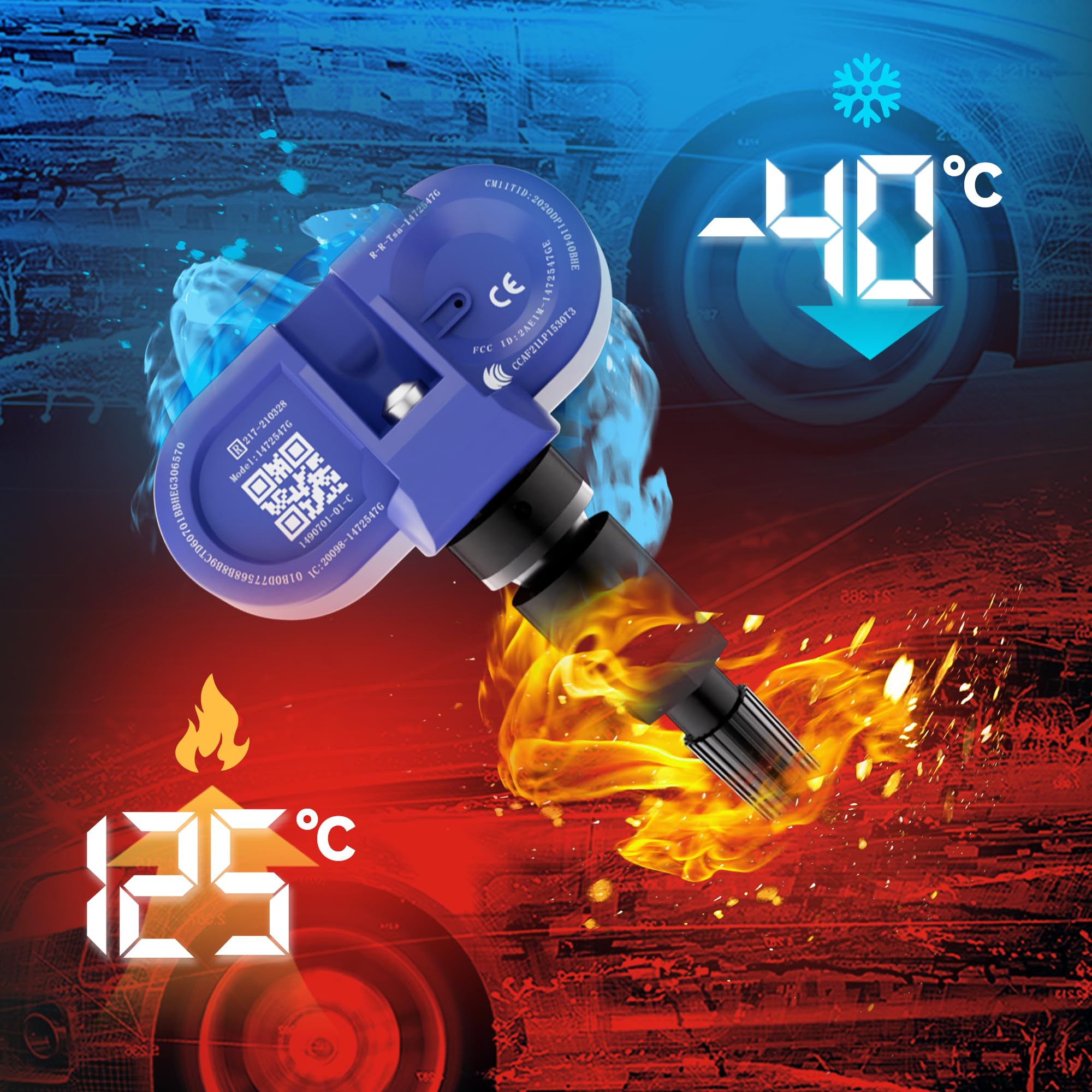 CARORAV Sensor TPMS Tesla, Sistema de Monitorización de Presión de Neumáticos Bluetooth apto para 2020 2021 2022 2023 2024 2025 Tesla Model S, Model X, Model Y, Model 3, Juego de 4 Reemplaza 1472547G