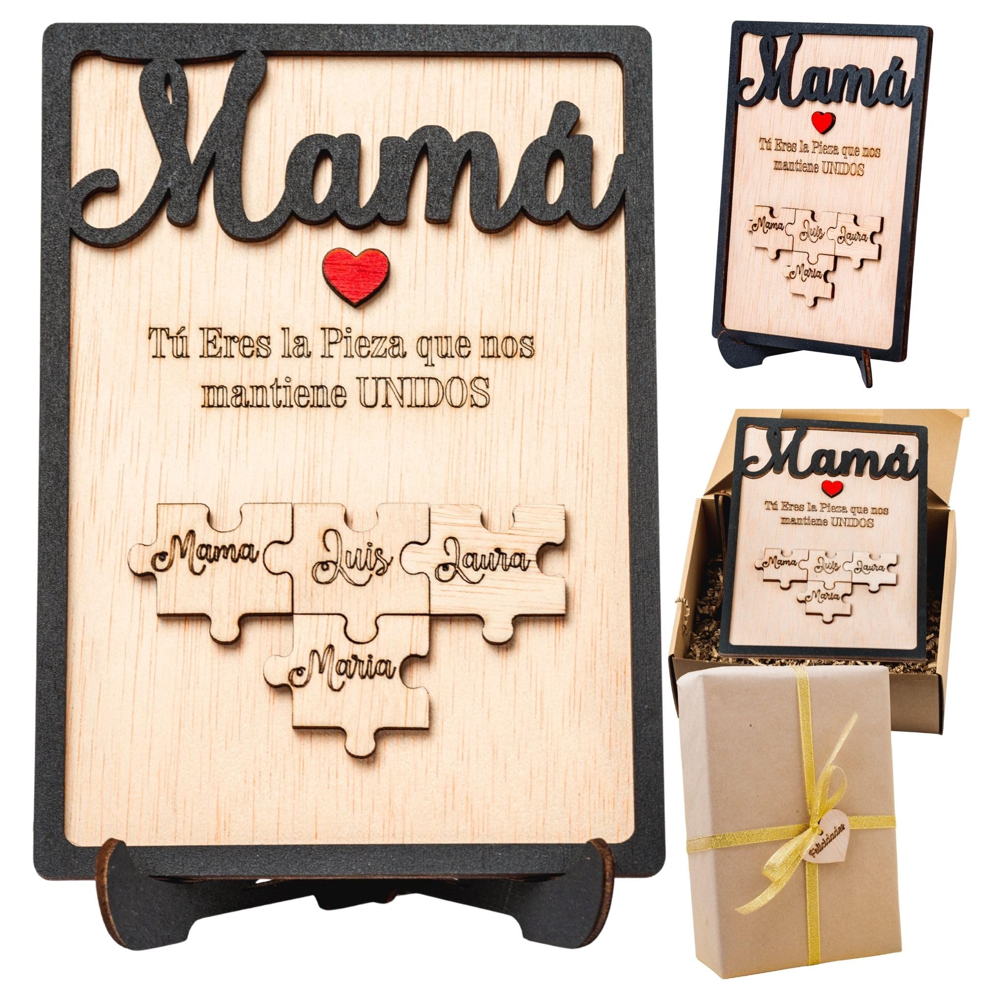 Olesea Día de la Madre – Regalo Dia de la Madre Personalizado – Regalos Personalizados Cuadro Puzzle Nombre – Mujer Original – Regalos Mujer Abuela Mama (Roble) — view 10