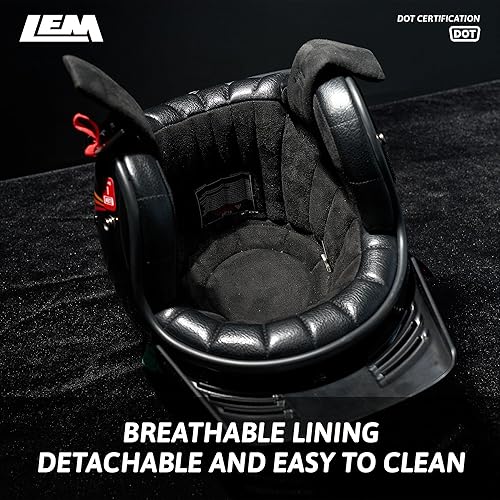 Miniatura 5 de LEM Cascos de motocicleta con cara abierta media retro, para hombres y mujeres, casco de motocicleta y scooter con certificado por DOT, estilo