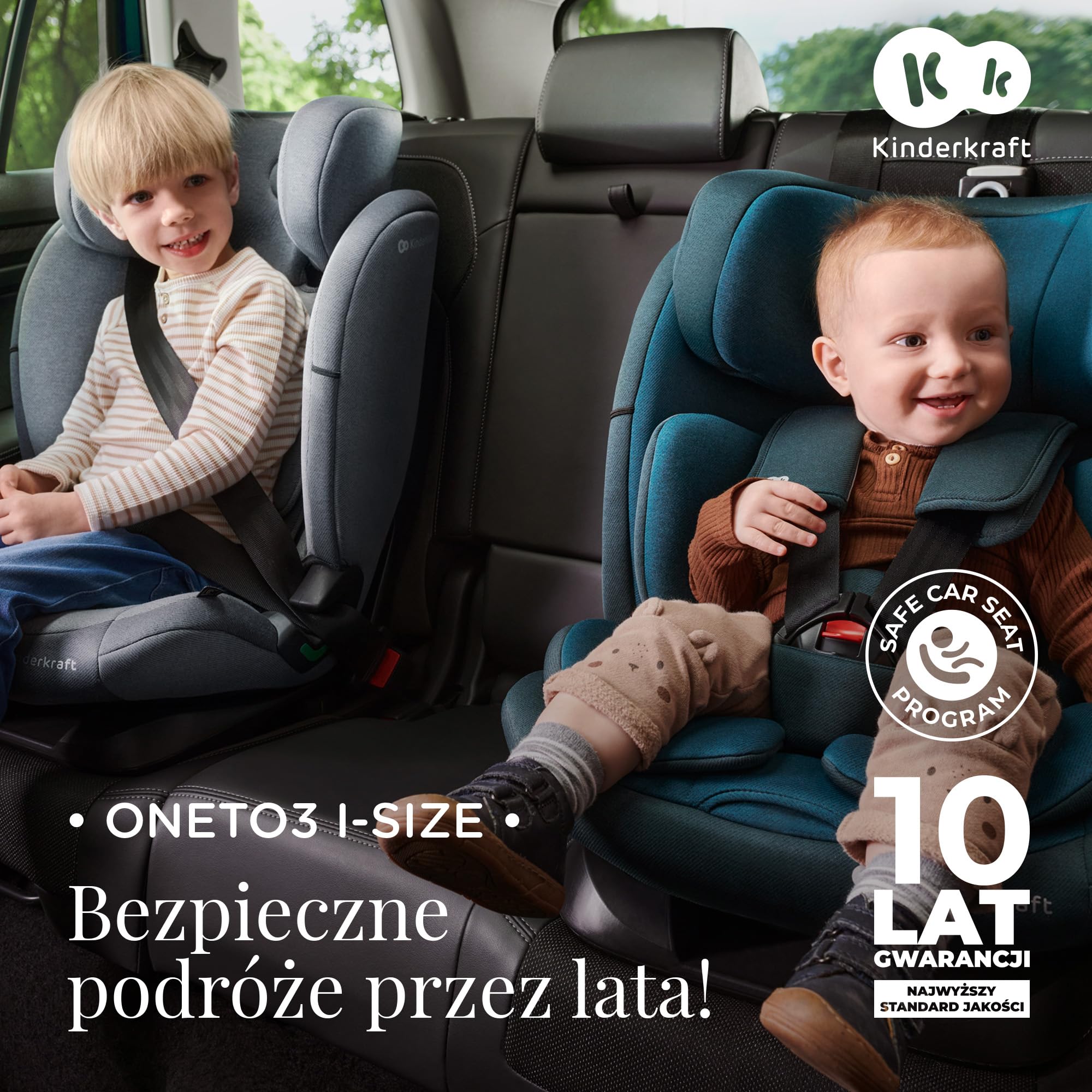Kinderkraft ONETO3 Fotelik samochodowy z bazą, I-Size 76 do 150 cm, Systemy bezpieczeństwa, Isofix, Reclining, Wzmocniony zagłówek, Wkładka dla najmłodszych, Grupa wiekowa 1/2/3, do 36 kg, Niebieski