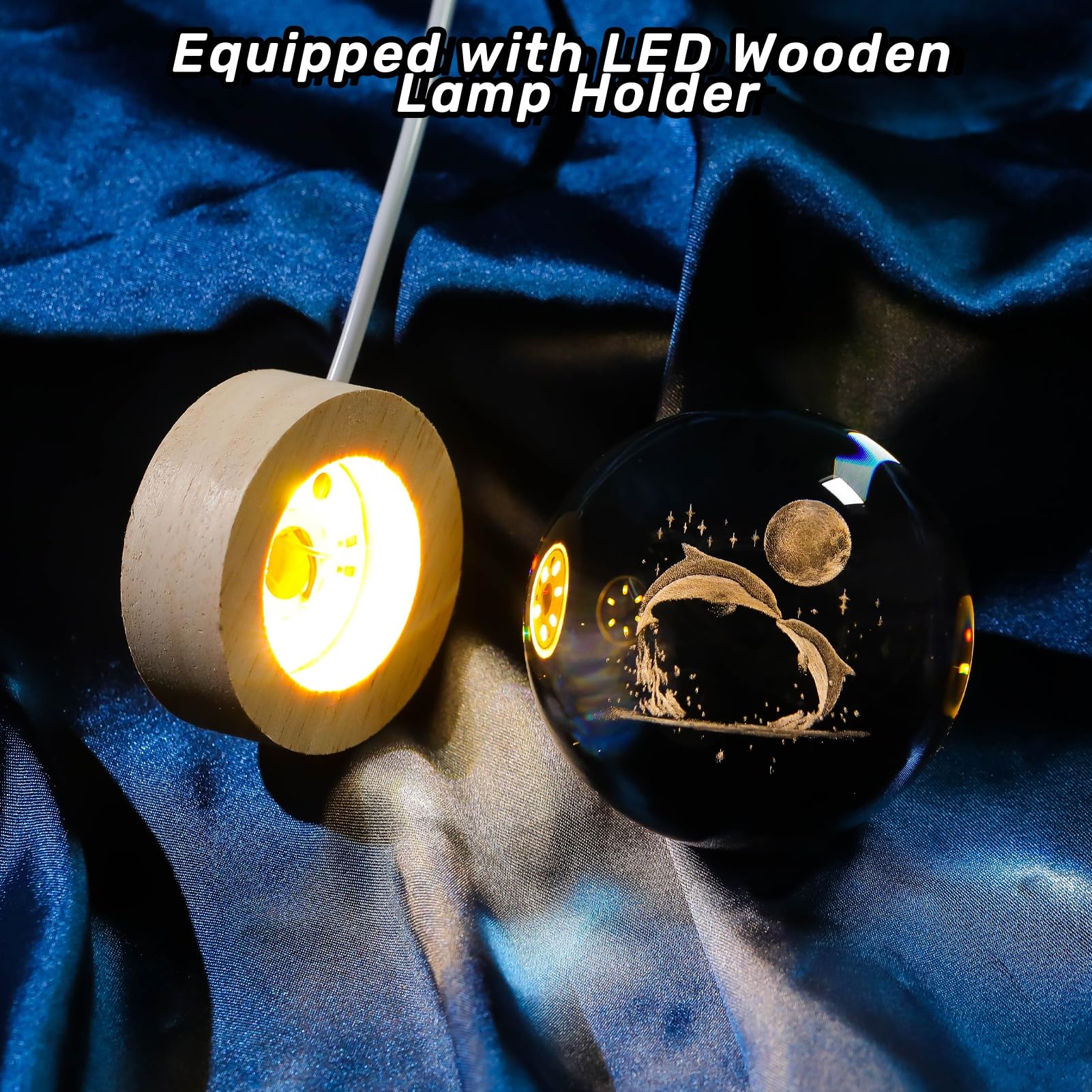 Amazon.co.jp: Arikyrist 3D 月 イルカ クリスタル 置物 木製