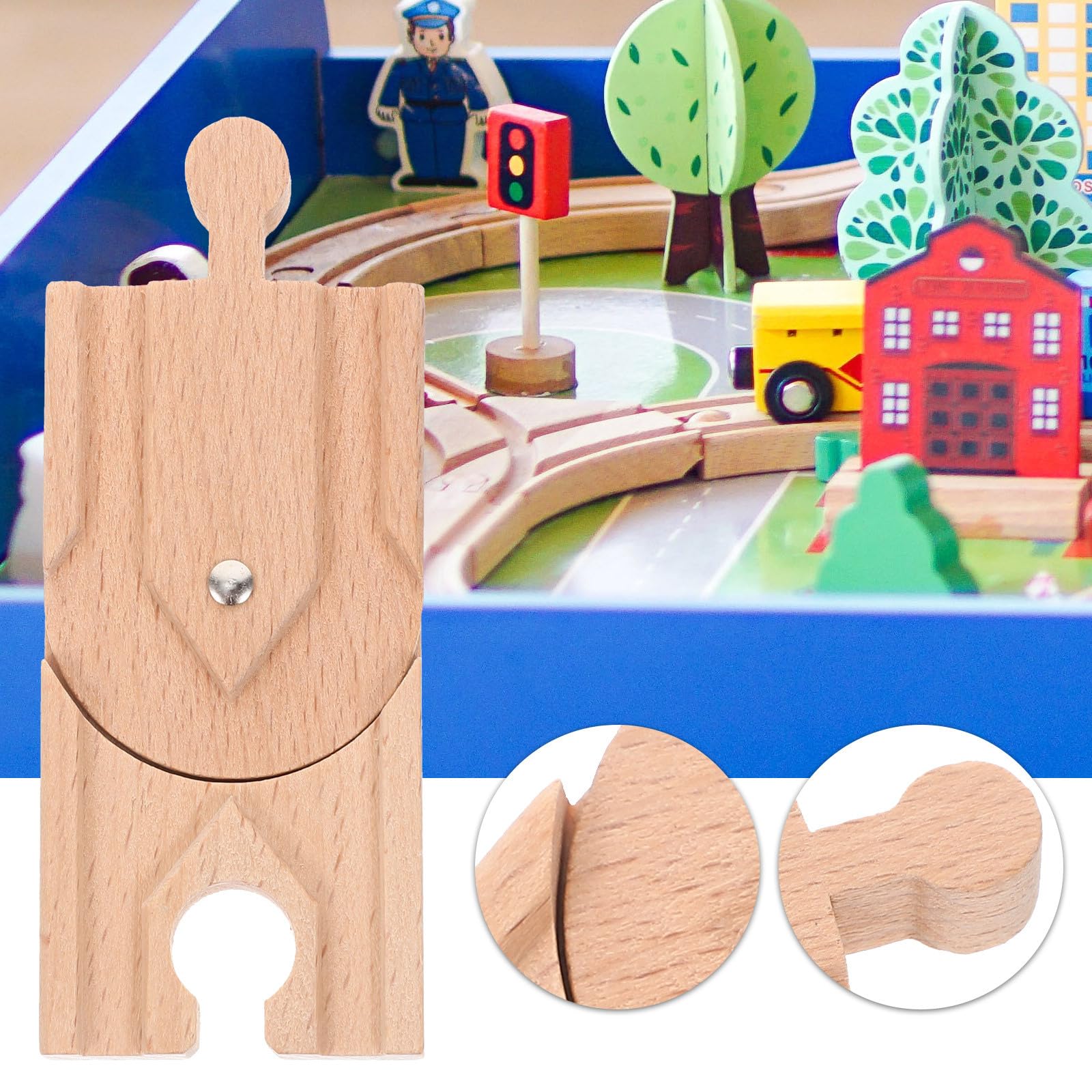 Totority Wooden Train Track Expansion Block - Synthetic Material, Khaki, 3.93x1.57x0.47 Inch - Enhance Creativity & Imagination - Compatible with Thomas Wooden Railway & Train Sets