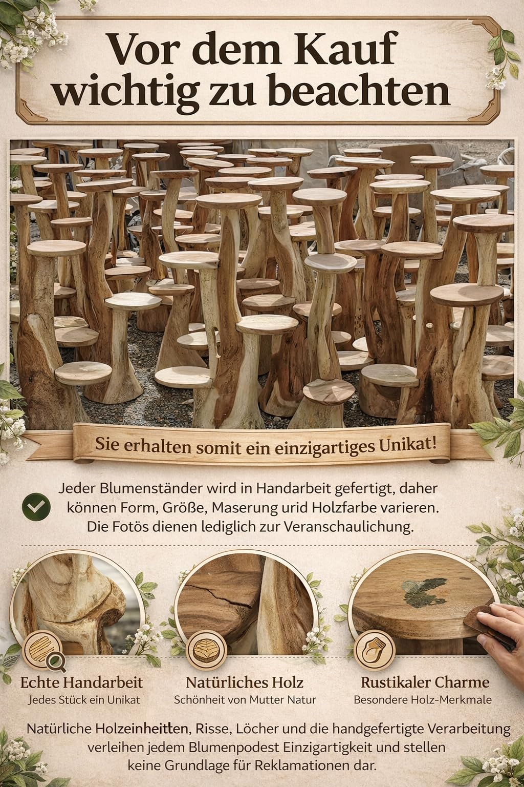Blumenständer Blumentreppe Blumenpodest Blumenhocker Pflanzen Blumen Deko Treppe Holz Massivholz Suar mit 4 Ablagen Höhe 95cm Pflanzenetagere Pflanzenständer