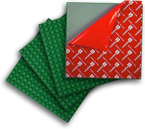 Creative QT - Placas base autoadhesivas para despegar y pegar paquete de 4 unidades 10 x 10 pulgadas compatibles con ladrillos estilo DUPLO solo con Creative QT - Placas base autoadhesivas para despegar y pegar paquete de 4 unidades 10 x 10 pulgadas compatibles con ladrillos estilo DUPLO solo con