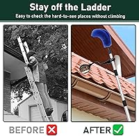 Vista 7 de Flehomo Espejo giratorio ajustable, herramienta de inspección de canaletas fácil desde el suelo, conectado a poste de extensión para inspeccionar