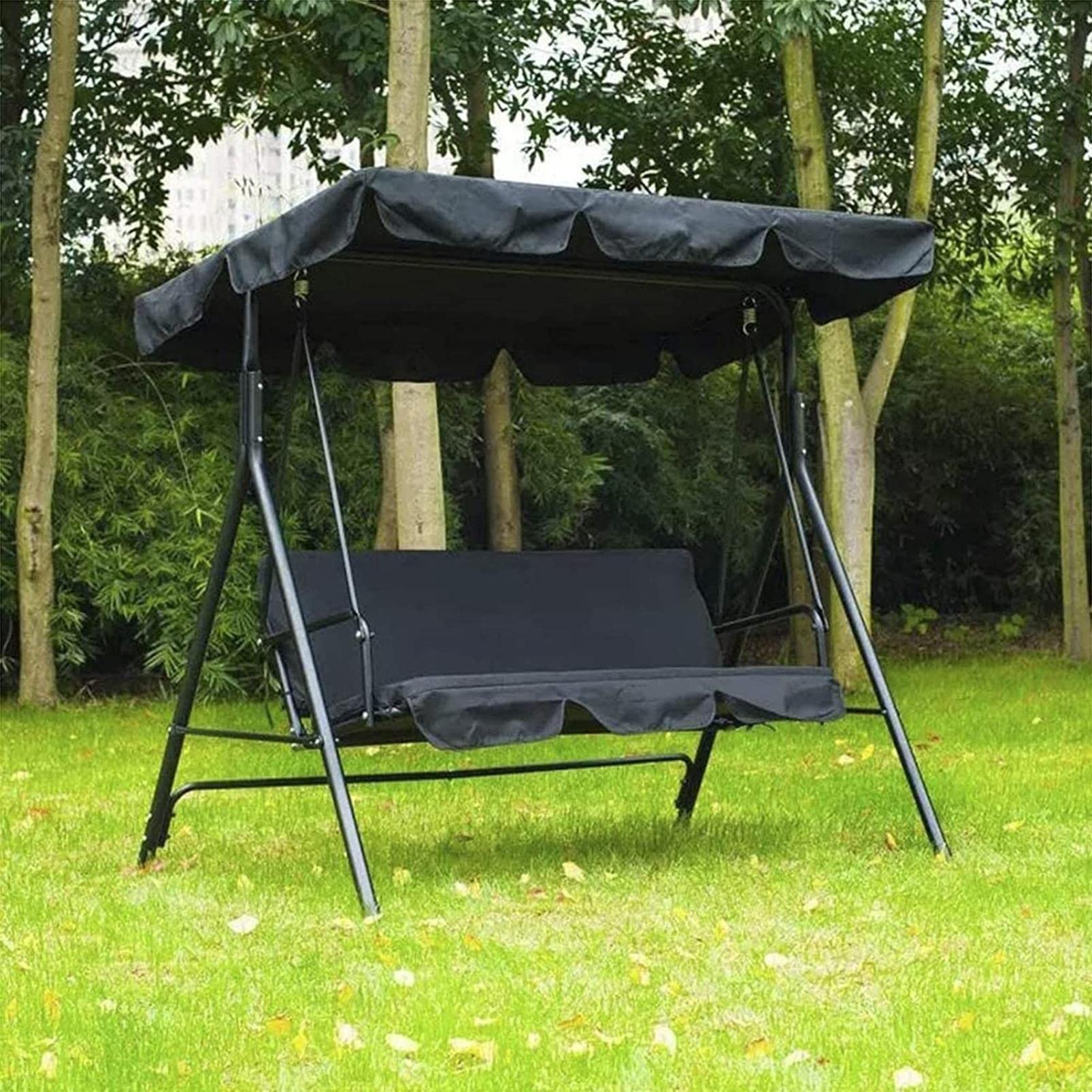 Tetto del Dondolo da Giardino Ricambio, Baldacchino per Sedia a Dondolo da Giardino + Sedile di Ricambio per 2/3 posti, Set di Copertura di Ricambio per Altalena a baldacchino Impermeabile, Tetto/Cop