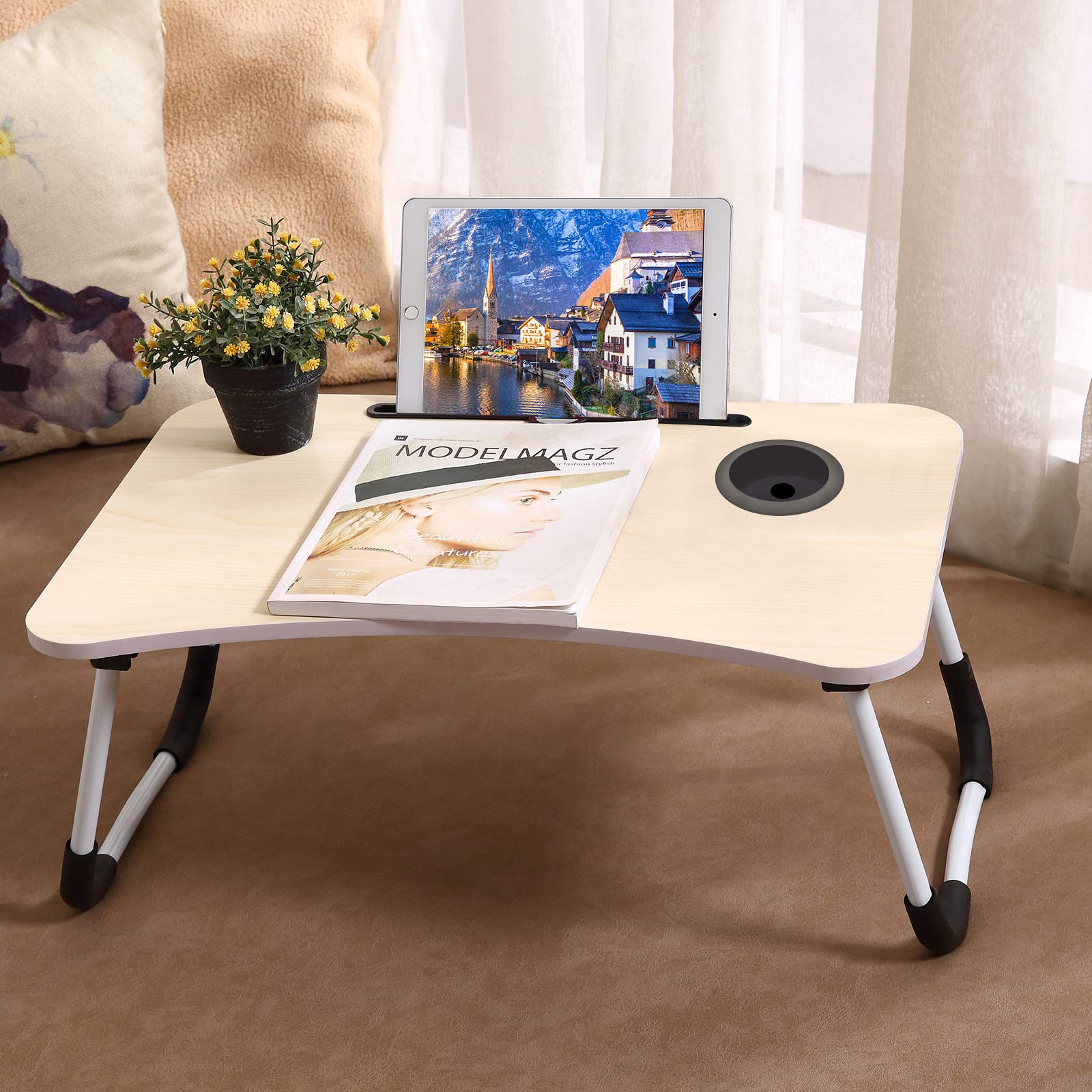 Buy Lap Desk, Foldable Portable Bed Desk for Laptop with Cup Slot and