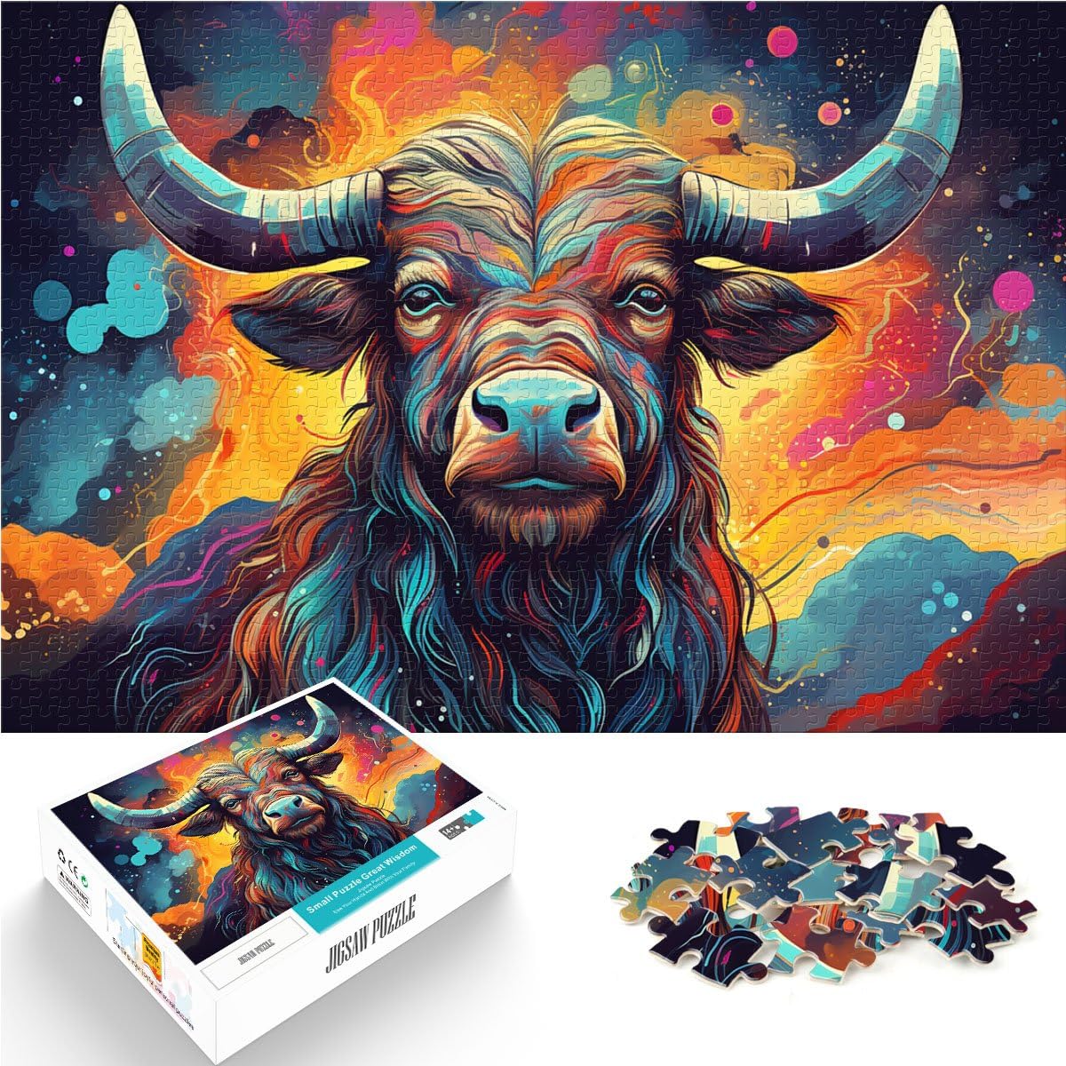 Adults 1000 Piece Jigsaw Puzzle starry sky cow Home Educational Games DIY Toys 50x70cm Suitable for desktop decoration for ages 14+ — image 1