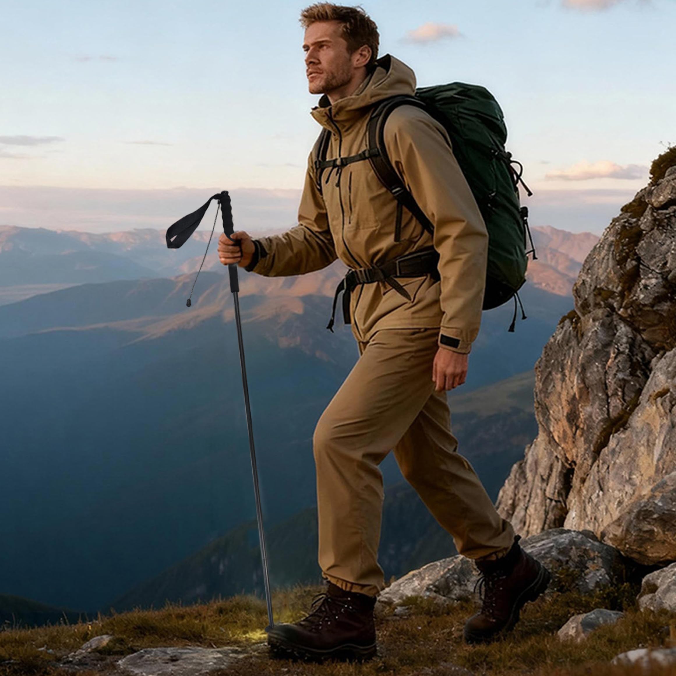 Bastones de Senderismo Plegables de Fibra de Carbono ultraligeros con absorción de Impactos, 47, 24 Pulgadas extendidos/11, 81 Pulgadas plegados, Bastones de Trekking para Hombres y Mujeres, 2 uds