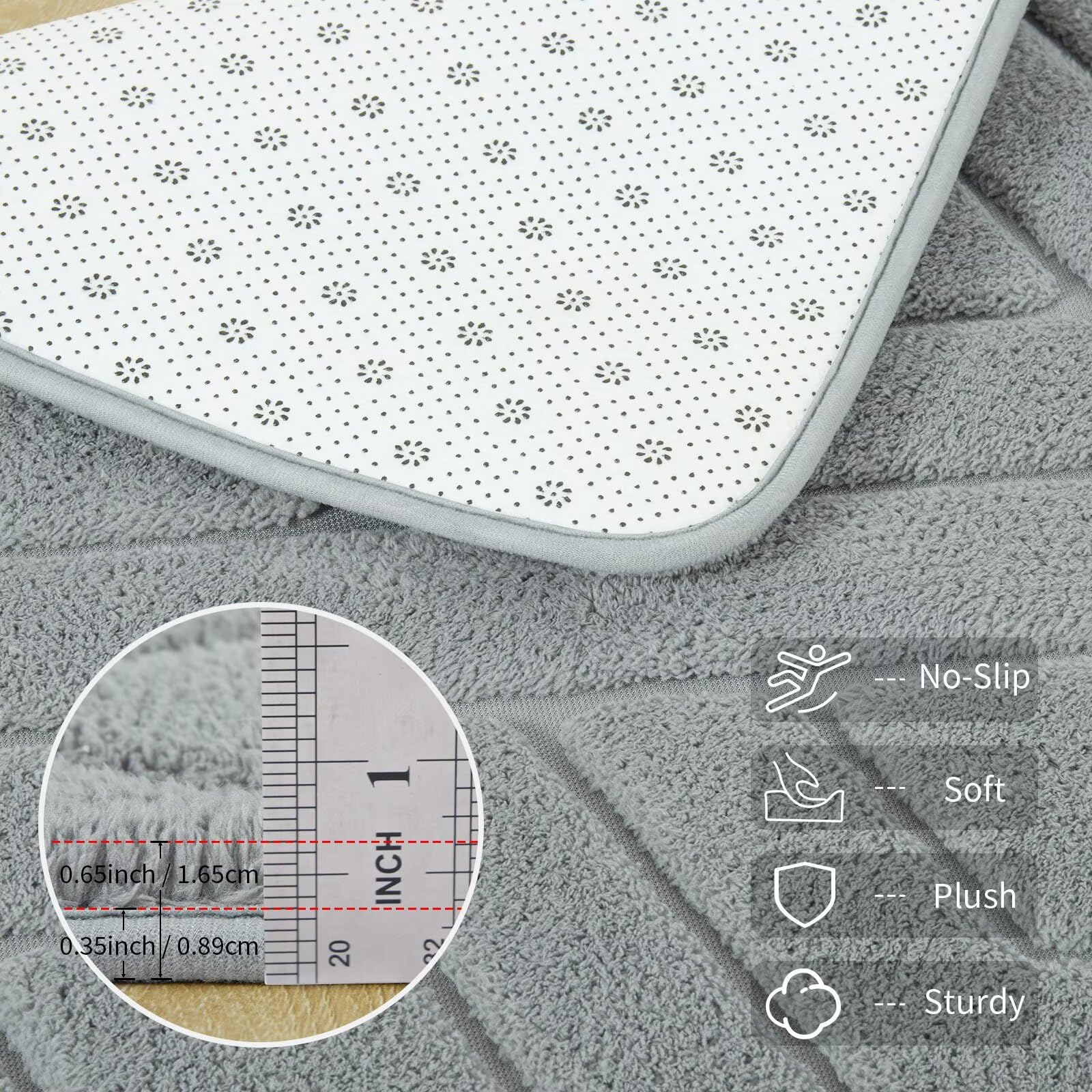 Alfombra de área lavable gris de 3 x 5 pies para dormitorio, alfombra geométrica moderna para sala de estar, alfombra gruesa y suave de espuma viscoelástica para habitación de niños