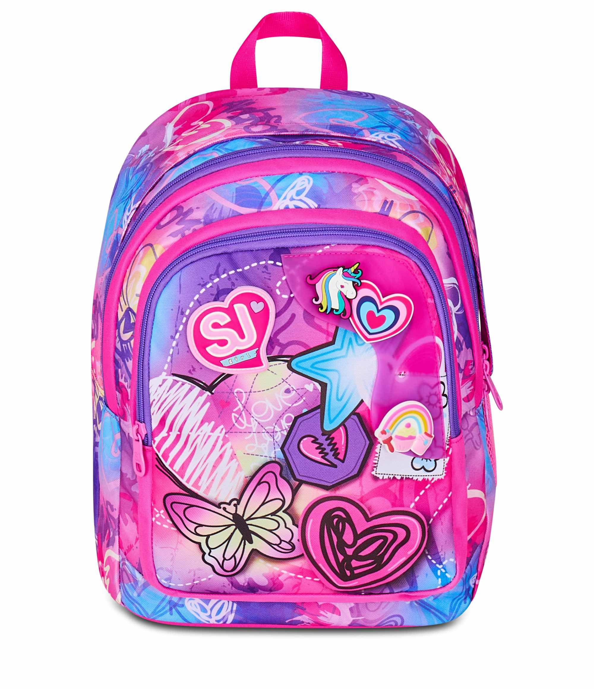 SJ GANG STYLE JAM GANG Zaino Scuola Advanced, Fucsia, Doppio Scomparto e Tasca per Borraccia, 29 L, Zaino Scuola Elementare, Zaino Bambina