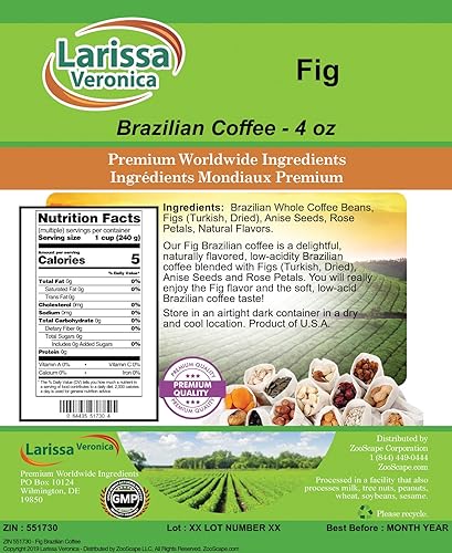 Miniatura 2 de Fig Café brasileño (Gourmet, con sabor natural, granos de café enteros) (4 oz, ZIN 551730) - Paquete de 3
