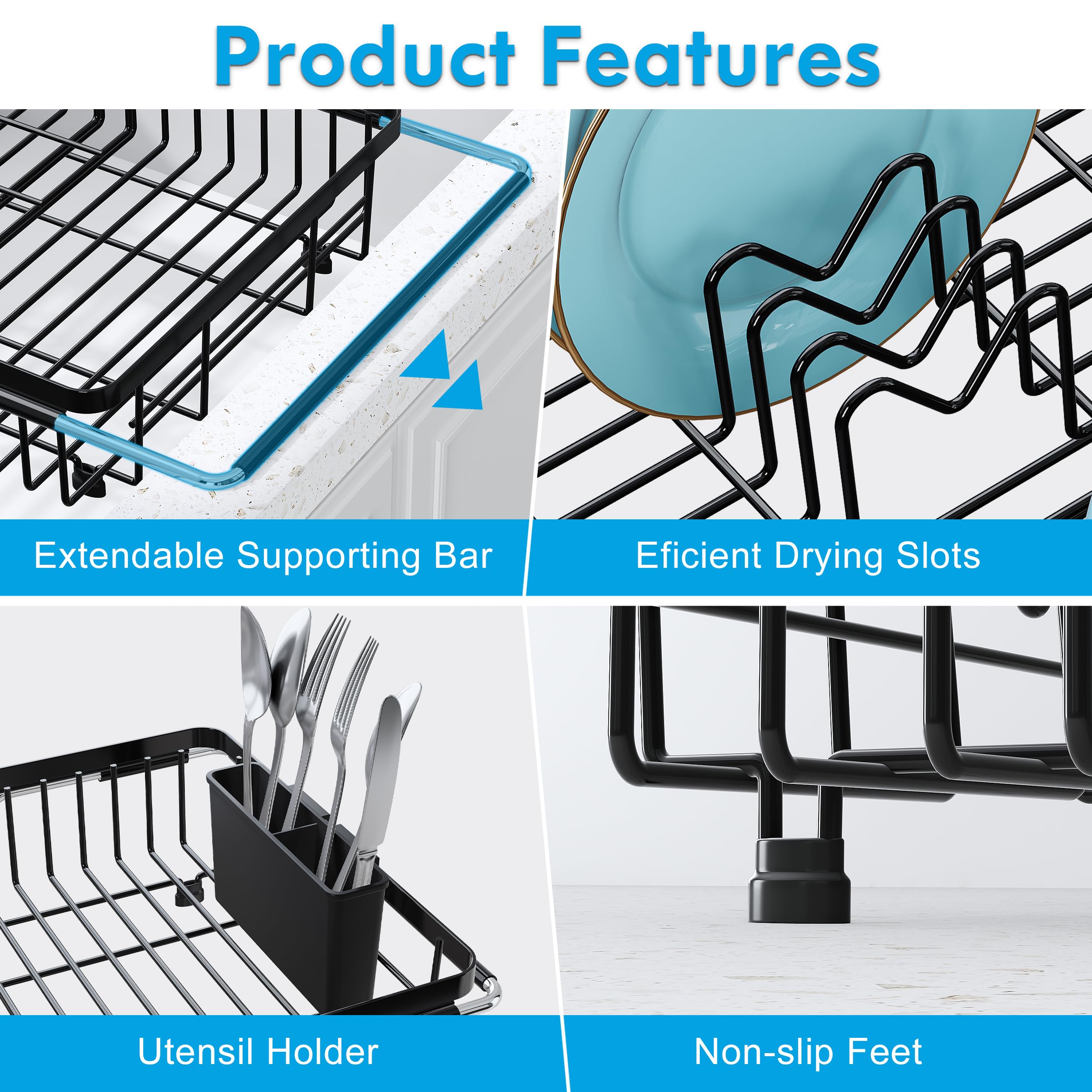 Snapklik.com : JASIWAY In Sink Dish Drying Rack, Expandable Stainless ...