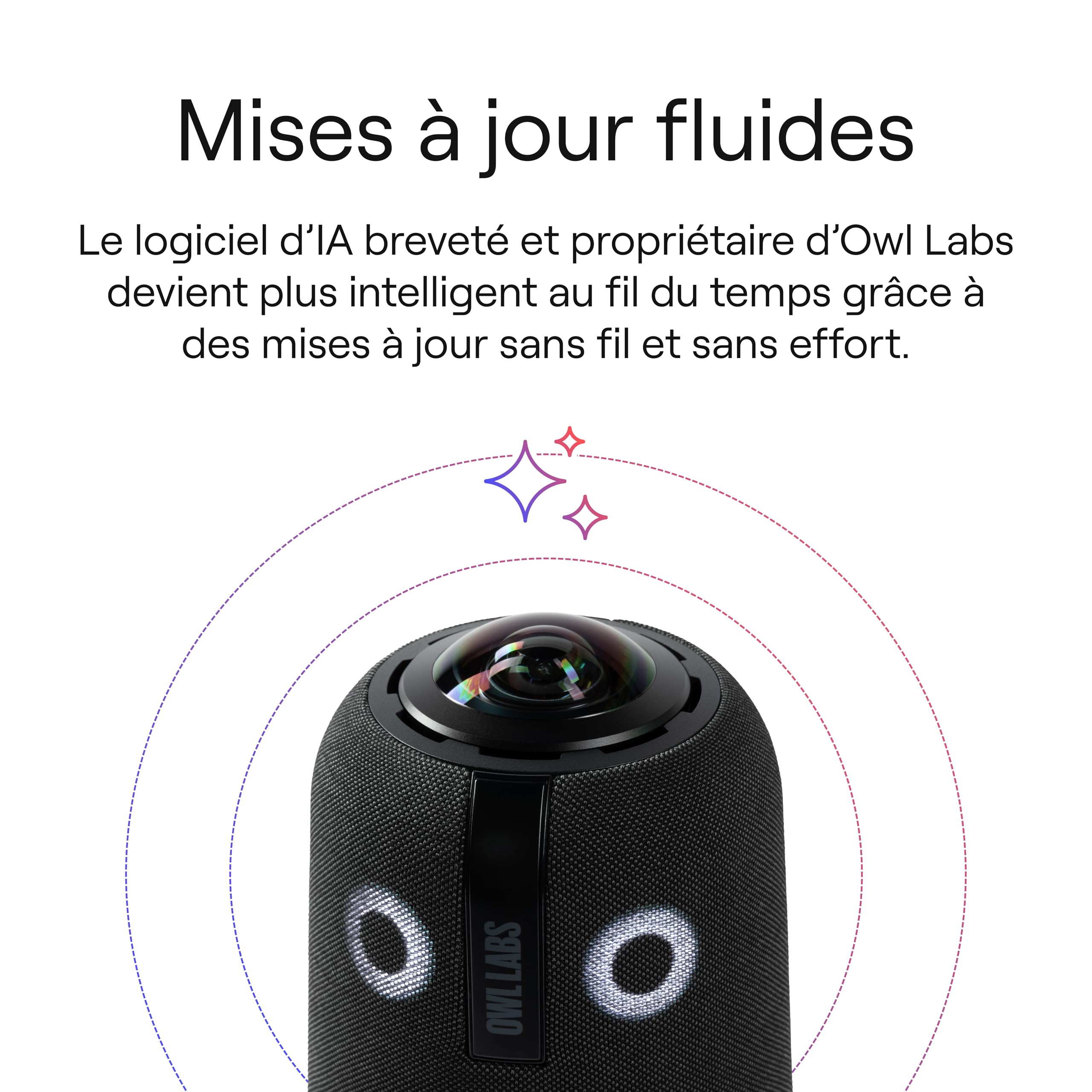 Owl Labs Meeting Owl 4+ Caméra Visio-Conférence Intelligente 360° 4K avec Microphone et Haut-Parleur (Auto-Focus locuteur, Zoom Intelligent, Réduction du Bruit, Certifiée Microsoft Teams)